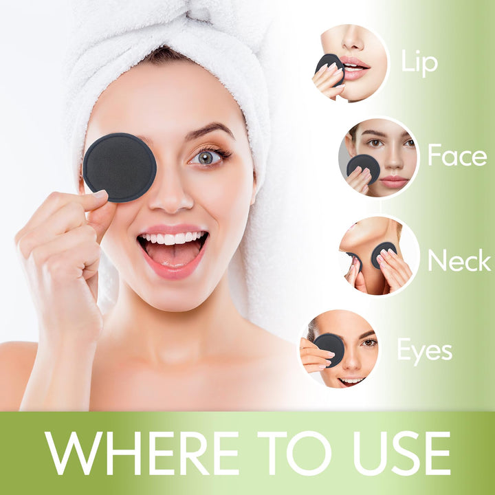 Sopurrrdy Reusable Makeup Removal Pads -20 Pack with Laundry Bag - Soft Black Reusable Cotton Makeup Remover Pads for Face Pads - Washable Bamboo Cotton Rounds - Cotton Pads - Reusable Face Rounds