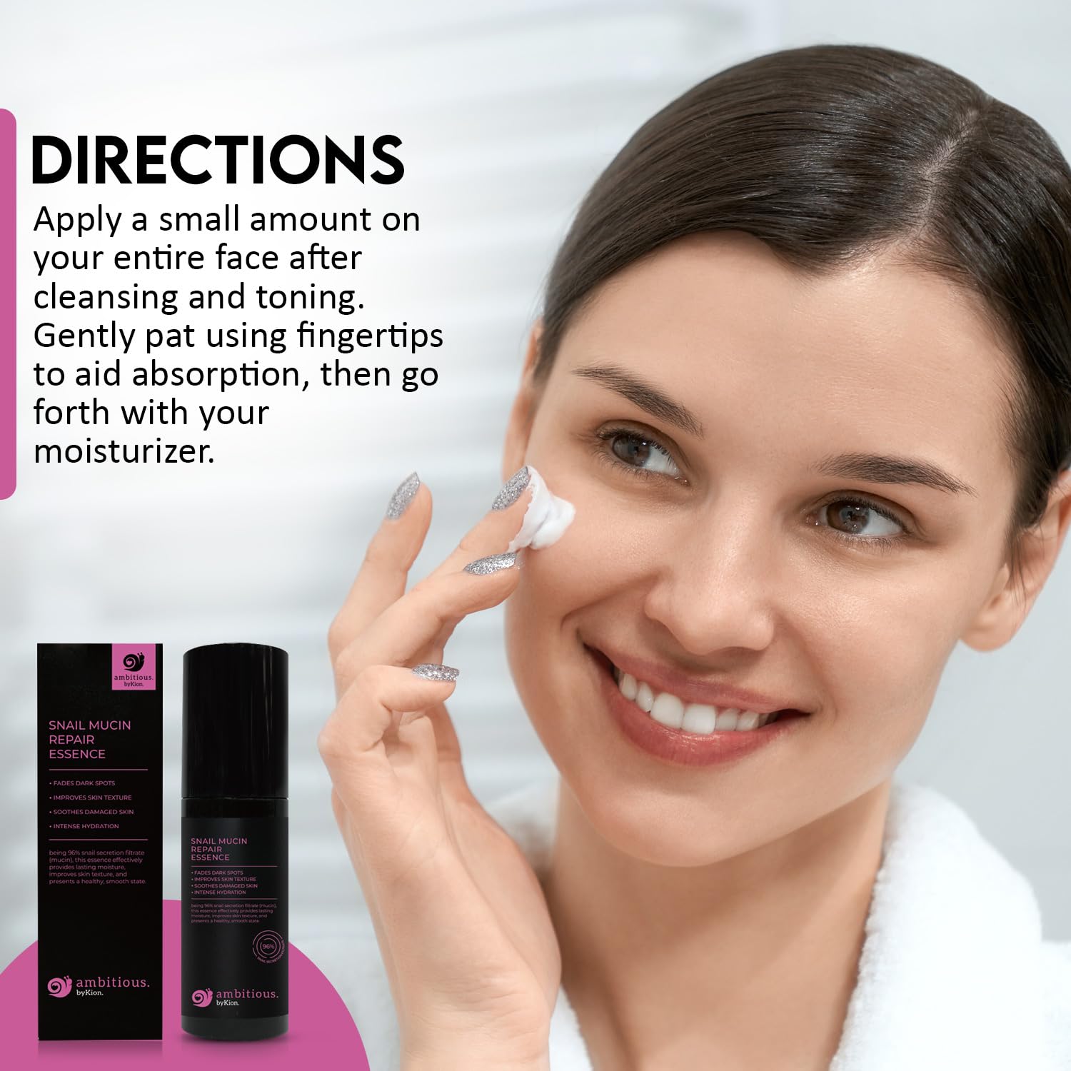 ambitious. byKion.™ Snail Mucin 96% Repair Essence 3.38 fl.oz 100ml, Hydrating Serum for Face with 96% Snail Secretion Filtrate