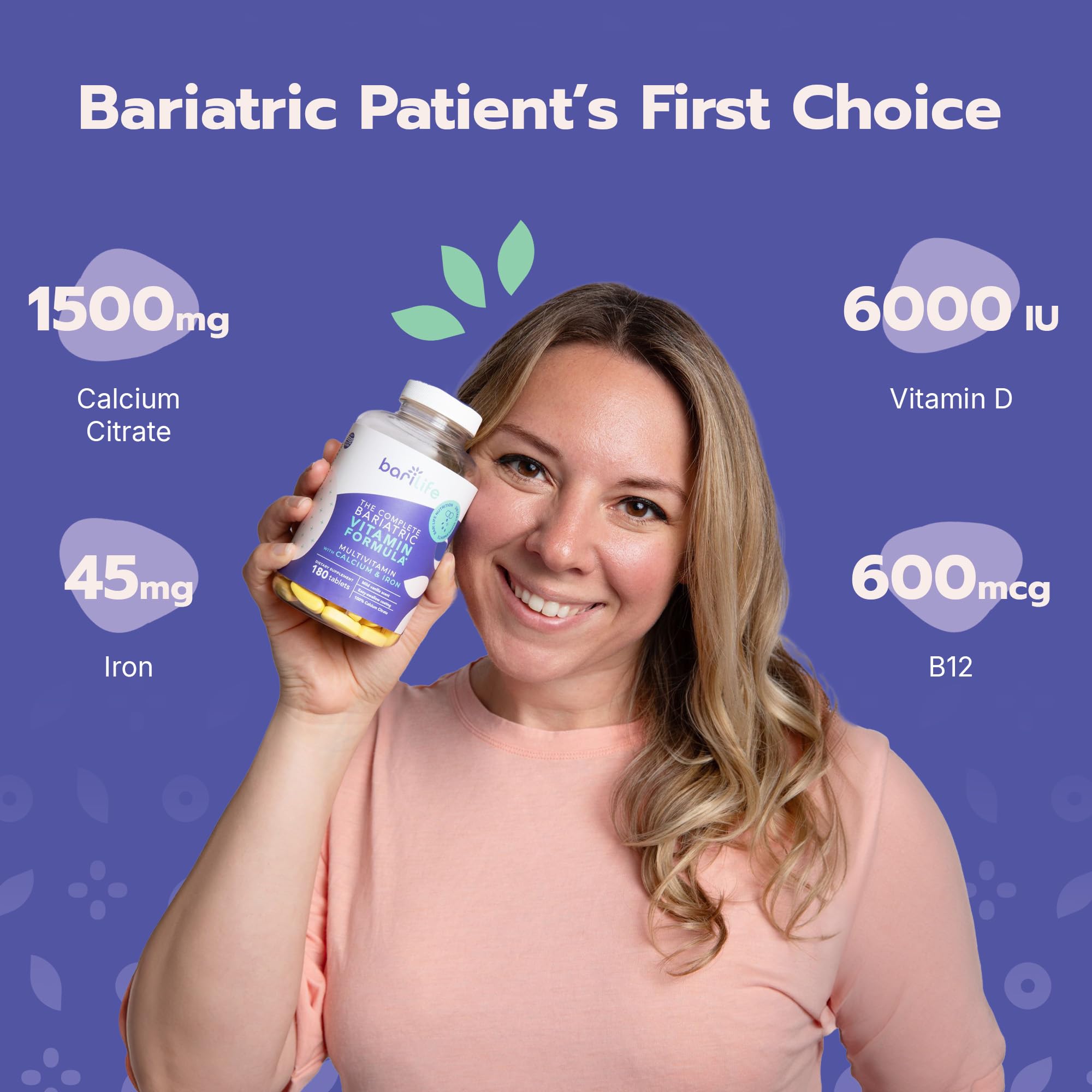 Bari Life Complete Bariatric Multivitamin Non-chewable Tablet w/Calcium Citrate and Iron - 180 Tablets/Bottle