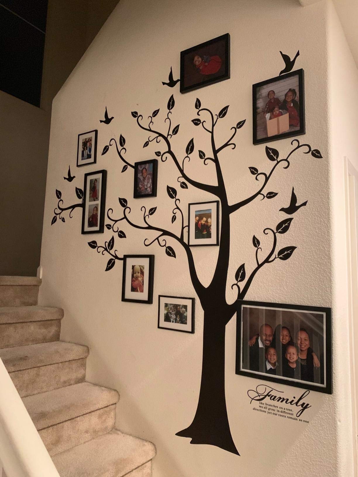 Large Family Tree Wall Decal, DIY Black Photo Frame Tree Wall Decor Sticker Mural Decal Art Décor for Living Room Home Decor (Black Tree)