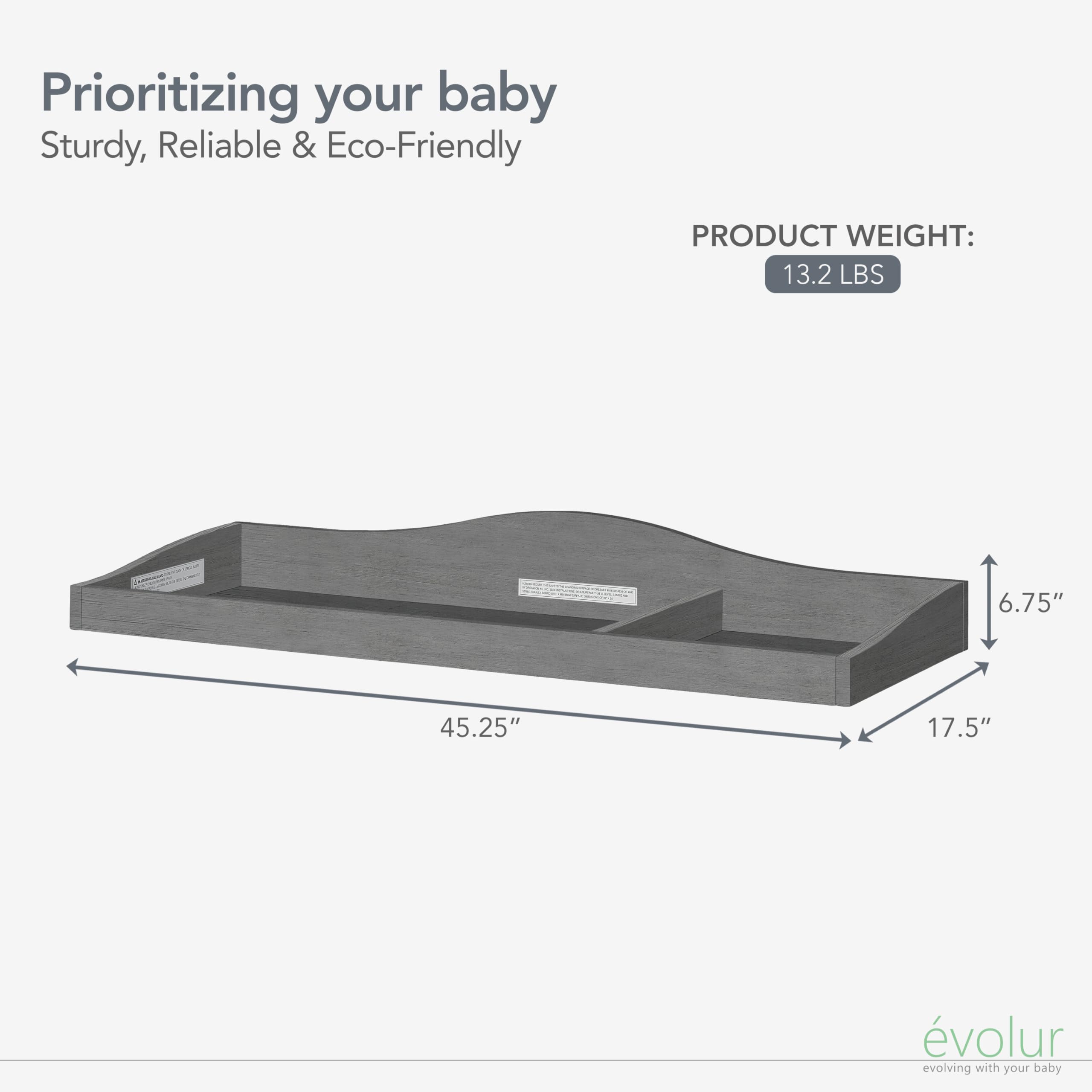 Evolur Universal Collection Changing Tray, Classy, Durable in Rustic Grey