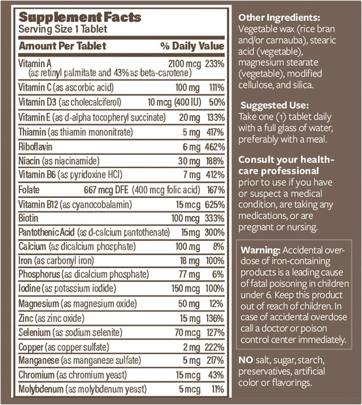 Endurance Products ENDUR -VM with Iron, Daily Multi-Vitamin for Women - Vitamins A, C, D, E, B12, Calcium & Zinc for Immune Health Support & More - 150 Tablets