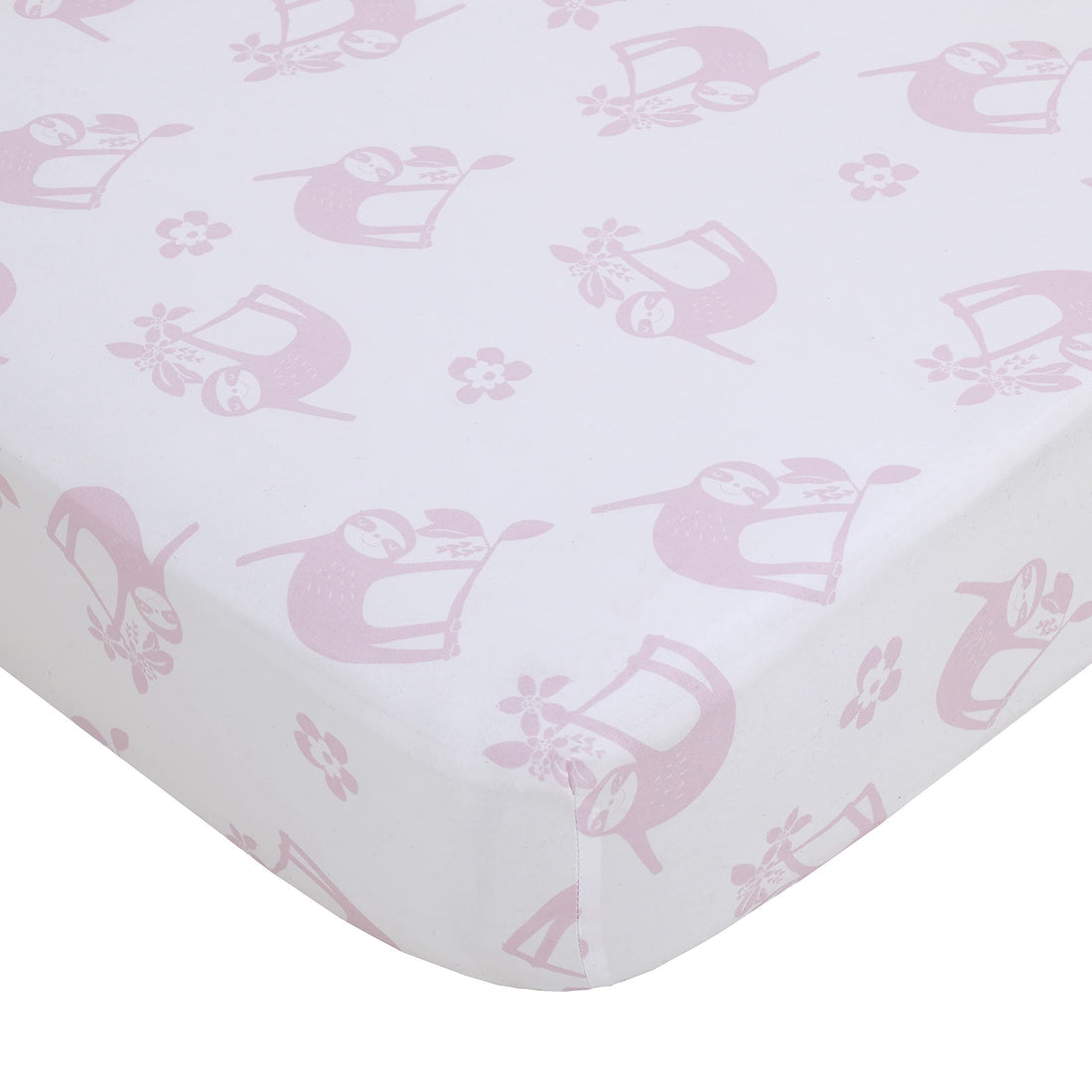 NoJo Little Love Tropical Garden Pink, Green, and White Jungle Animal 3 Piece Nursery Crib Bedding Set - Comforter, Fitted Crib Sheet, and Crib Skirt