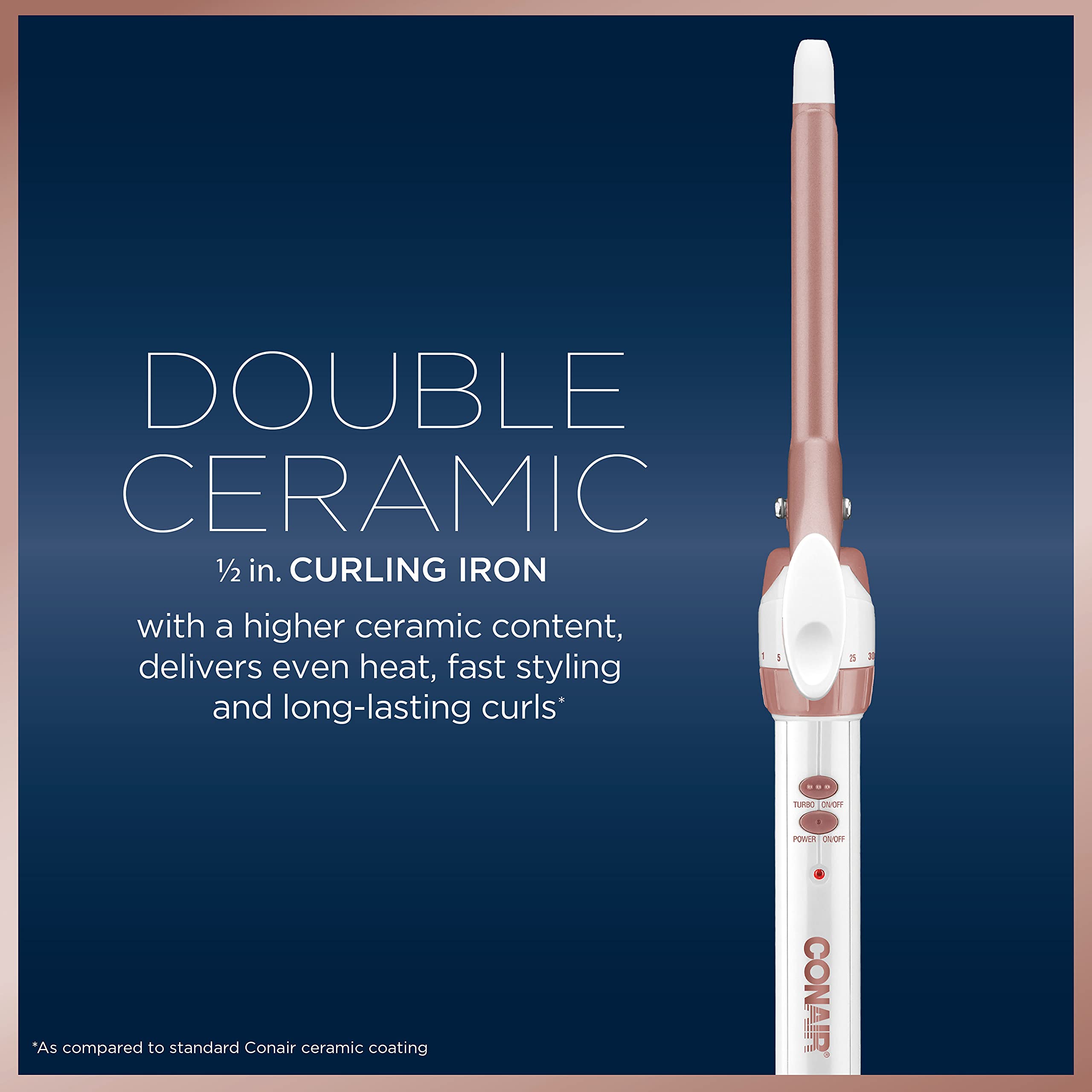 Conair Double Ceramic Curling Iron, 1/2-Inch Curling Iron, White/Rose Gold