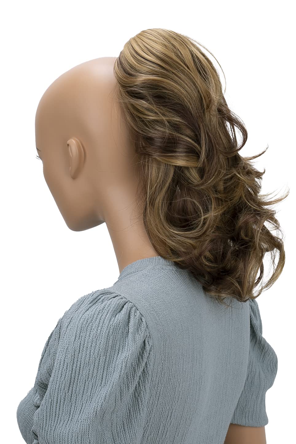 Blond brown mix # 33H27 H95 : PRETTYSHOP 14 & 110g Hair Piece Ponytail Extension Straight Light Curled Nature Looking Heat-Resisting Different Colors (brown blonde mix H95_33H27)