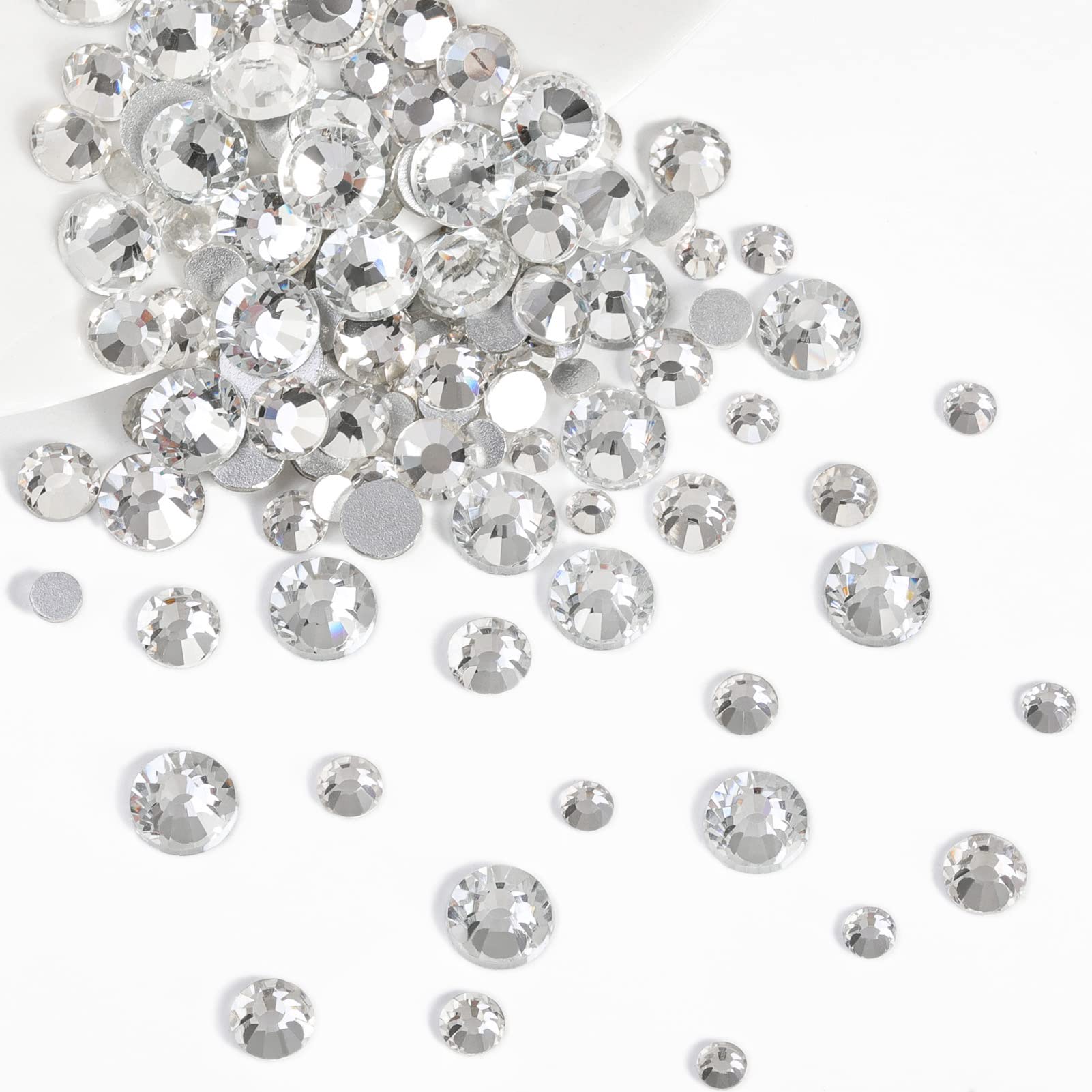 Beadsland Rhinestones for Makeup,8 Sizes 2500pcs Crystal Flatback Rhinestones Face Gems for Nails Crafts with Tweezers and Wax Pencil,Clear,SS4-SS30