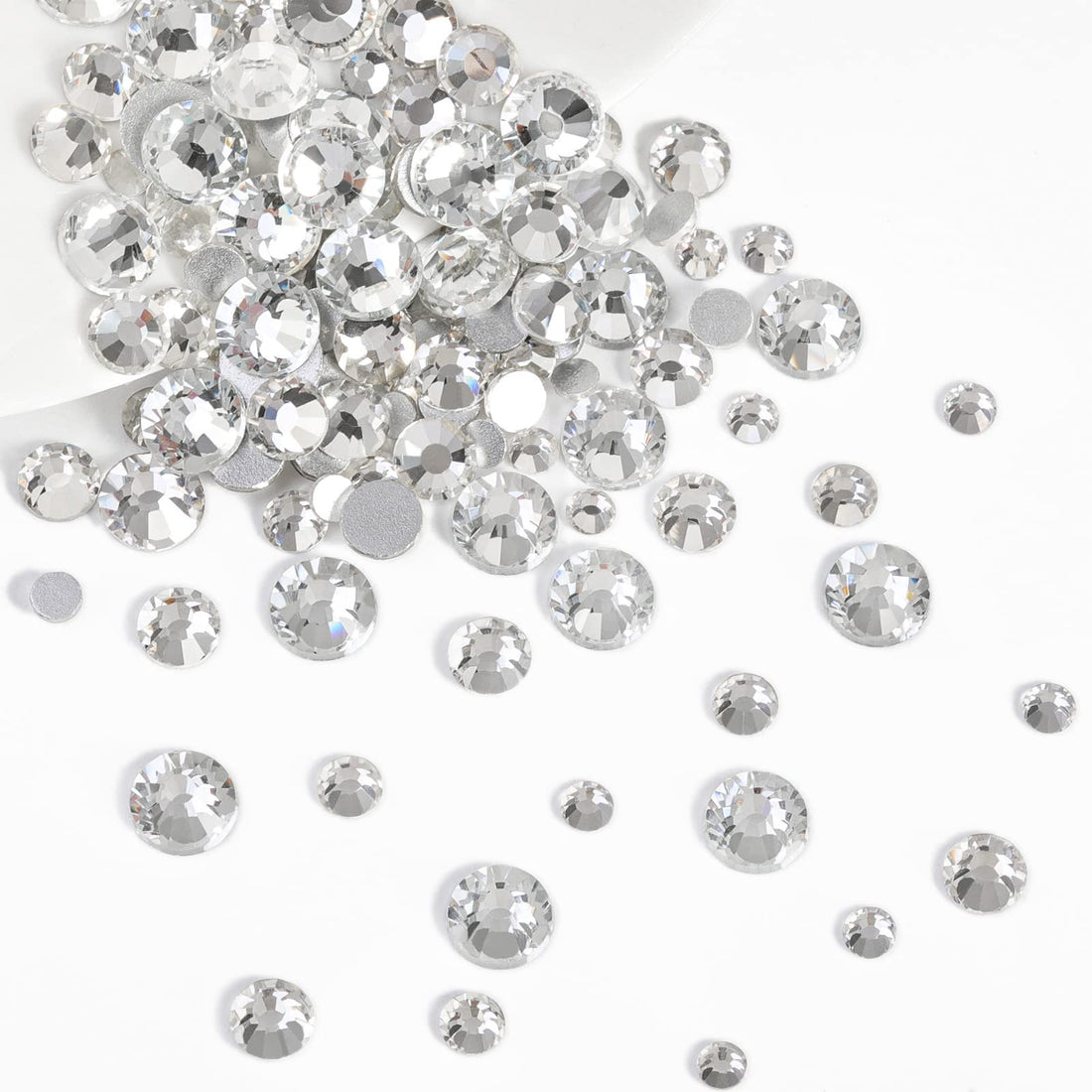 Beadsland Rhinestones for Makeup,8 Sizes 2500pcs Crystal Flatback Rhinestones Face Gems for Nails Crafts with Tweezers and Wax Pencil,Clear,SS4-SS30