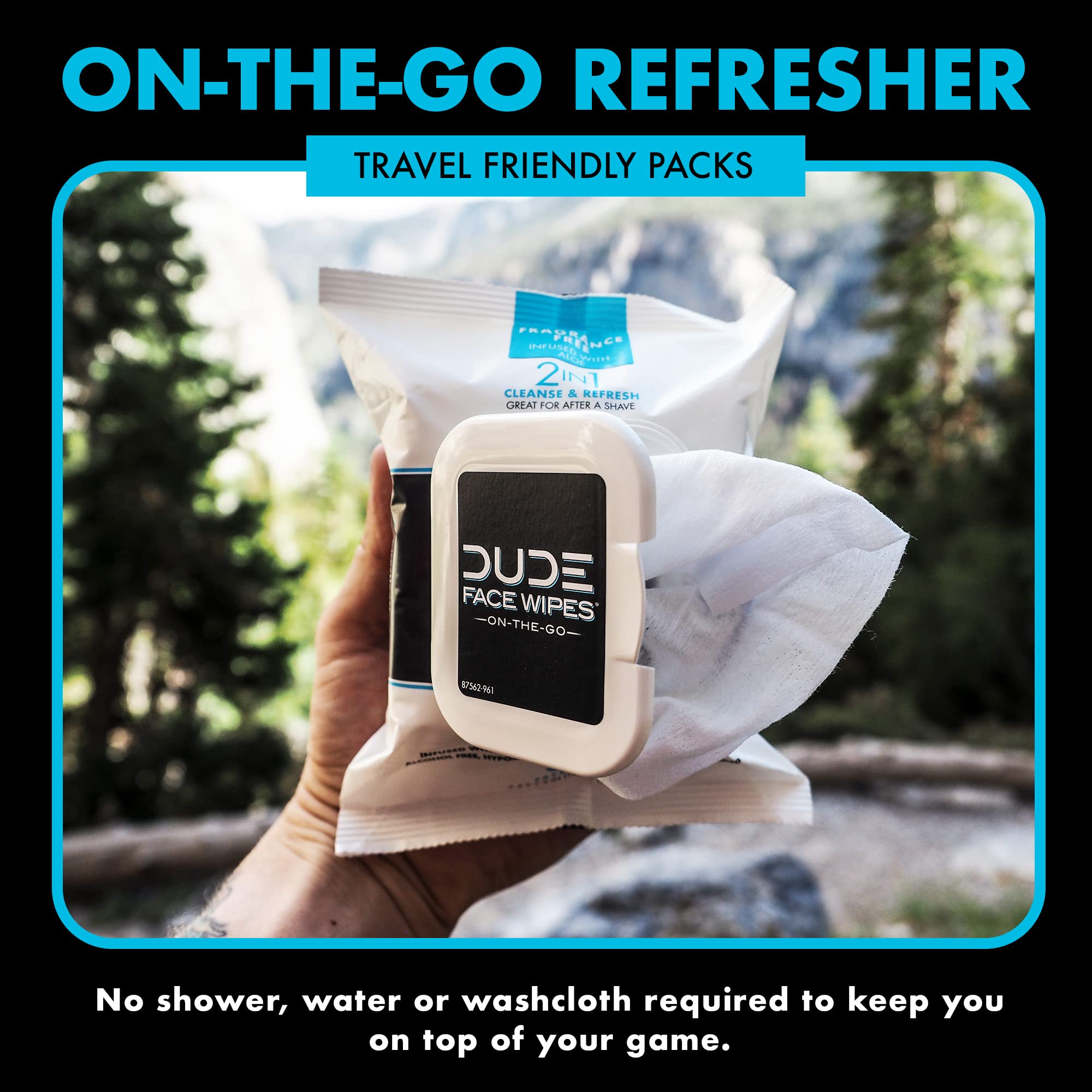 DUDE Face Wipes, Unscented for Sensitive Skin, Infused with Sea Salt & Aloe (3 Packs, 30 Wipes per Pack)