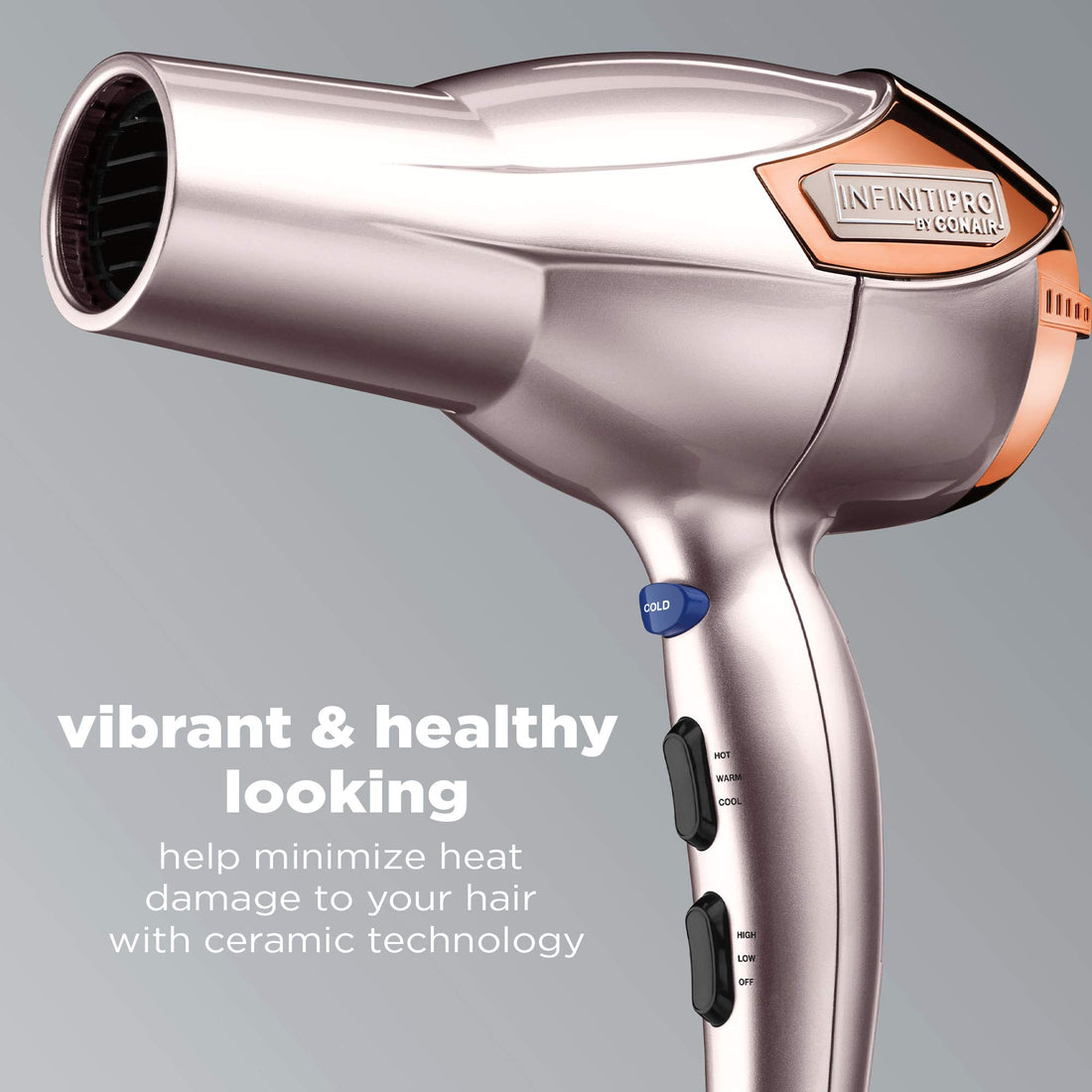 Infiniti Pro by Conair 1875 Watt Lightweight AC Motor Styling Tool / Hair Dryer; Rose Gold