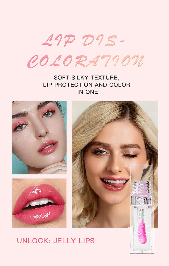 2 Pcs Magic Color Changing Lip Oil,Moisturizing Lip CareNon-Sticky Tinted Lip Oil, Fresh Texture Lip Glow Oil. (Color Changing & Pearlescent)