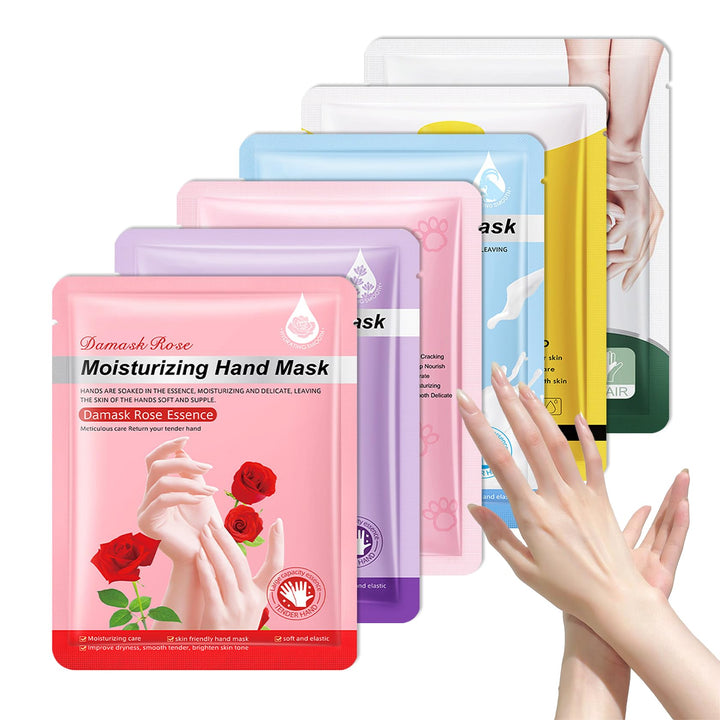 LZYLLS 6 Pairs Hand Masks Moisturizing Gloves, Hydrating Hand Mask Moisturizer Gloves Care for Dry Cracked Hands, Smooth Long Lasting Soft Firming Hand Mask Gift Set for Men Women(D