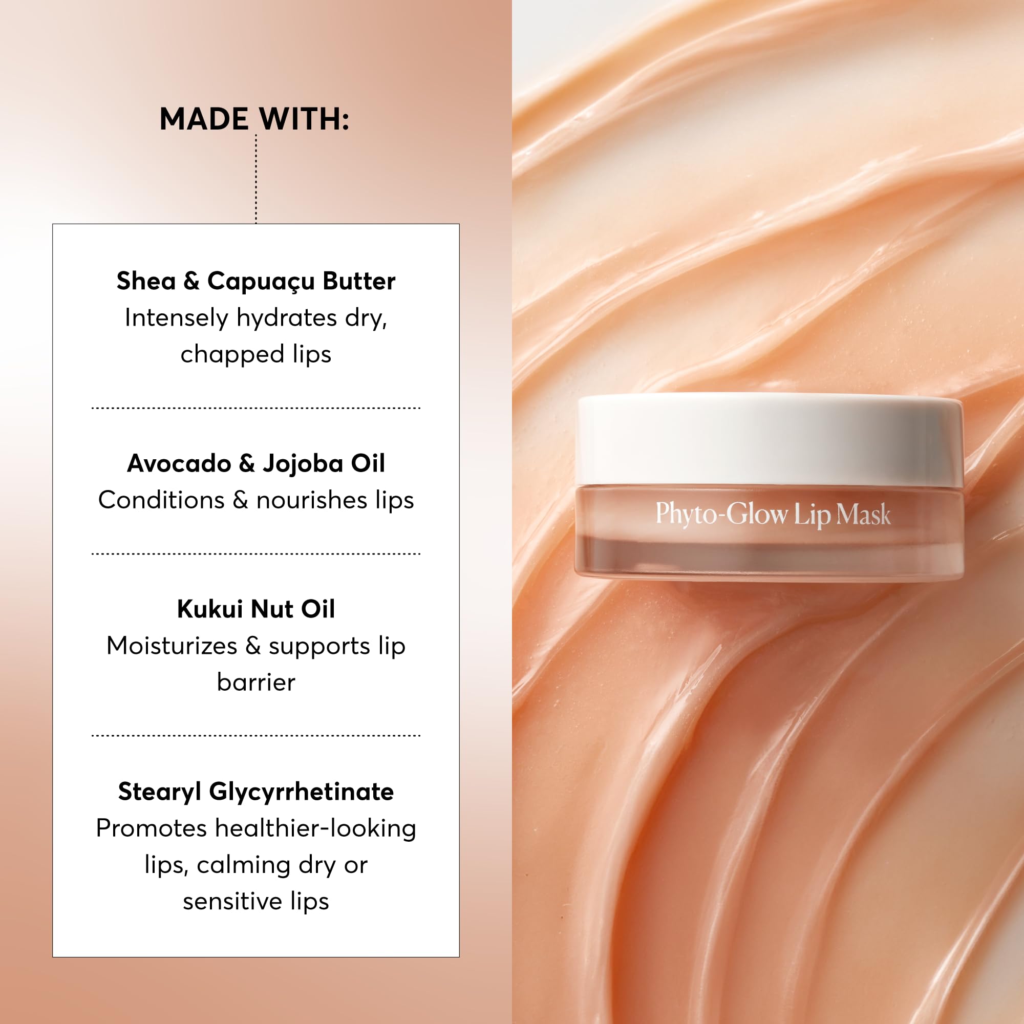 Naturium Phyto-Glow Lip Mask, Hydrating & Moisturizing Balm, Restores & Replenishes for Nourishing Lips with Shea Butter, 0.5 oz