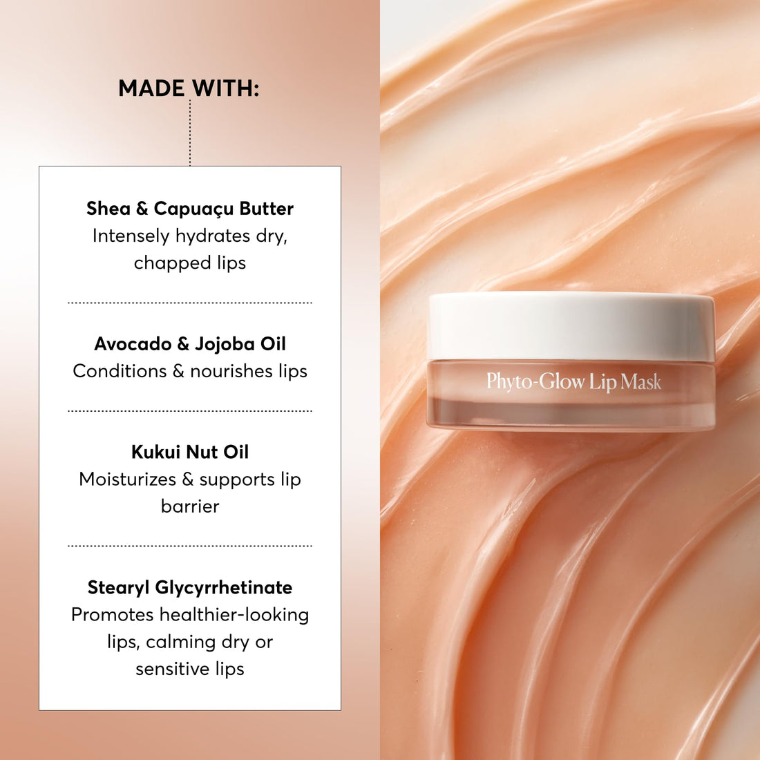 Naturium Phyto-Glow Lip Mask, Hydrating & Moisturizing Balm, Restores & Replenishes for Nourishing Lips with Shea Butter, 0.5 oz