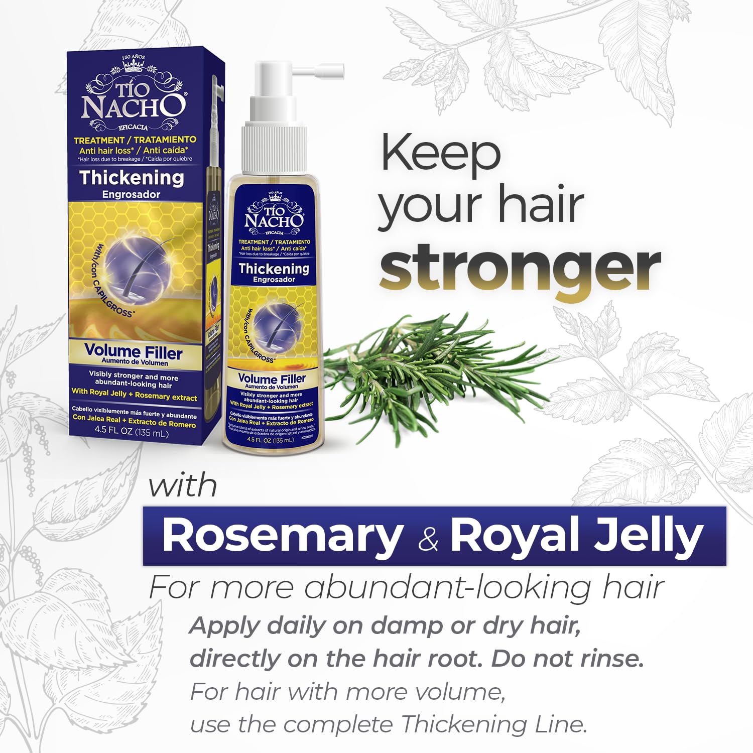 Tio Nacho Thickening Hair Care Bundle - Shampoo, Conditioner, and Treatment, Strengthening System for Fine Hair