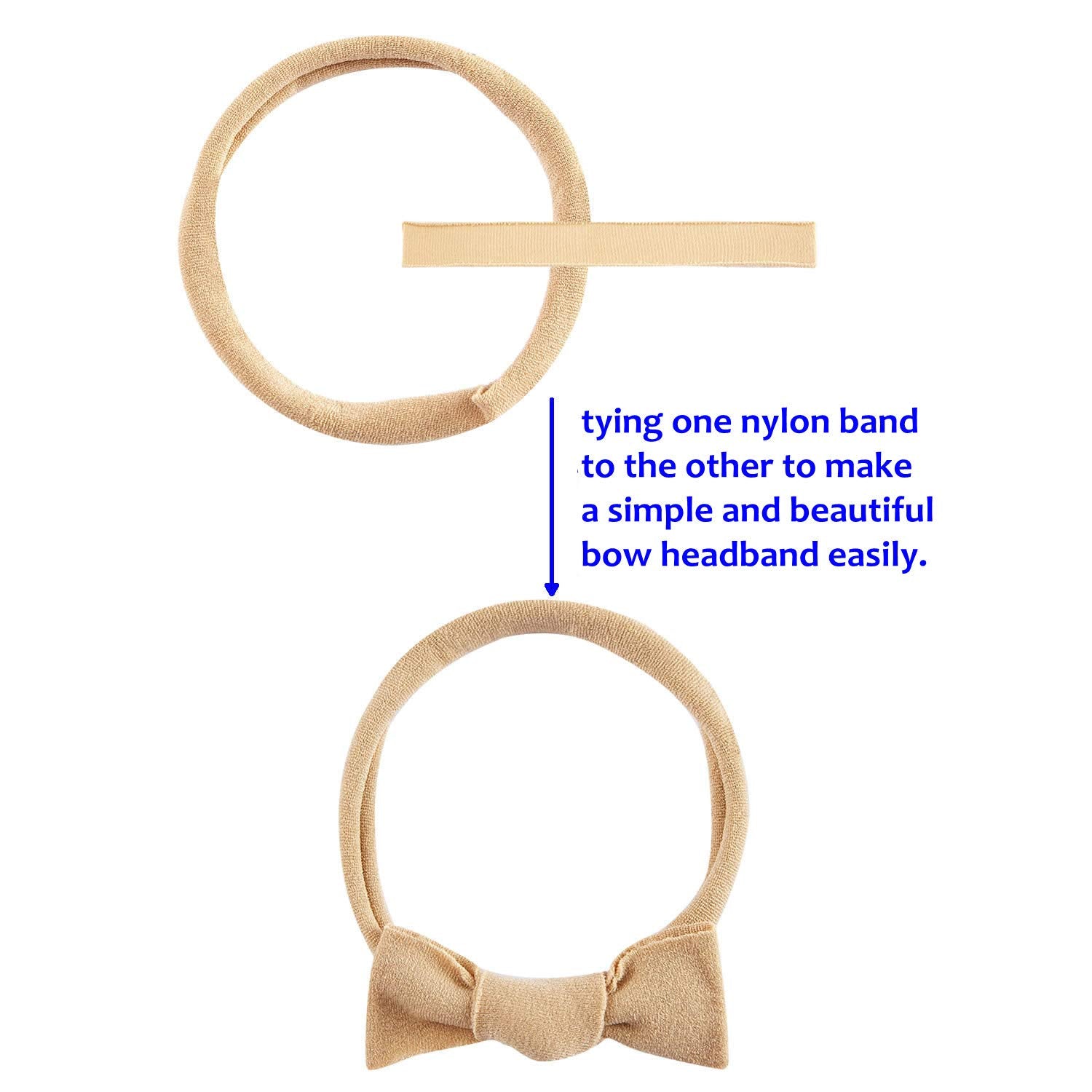 inSowni 200 Pack Bulk Wholesale Super Soft Stretchy DIY Nylon Headbands Hair Bands for Baby Girls One Size Fits All (Khaki)