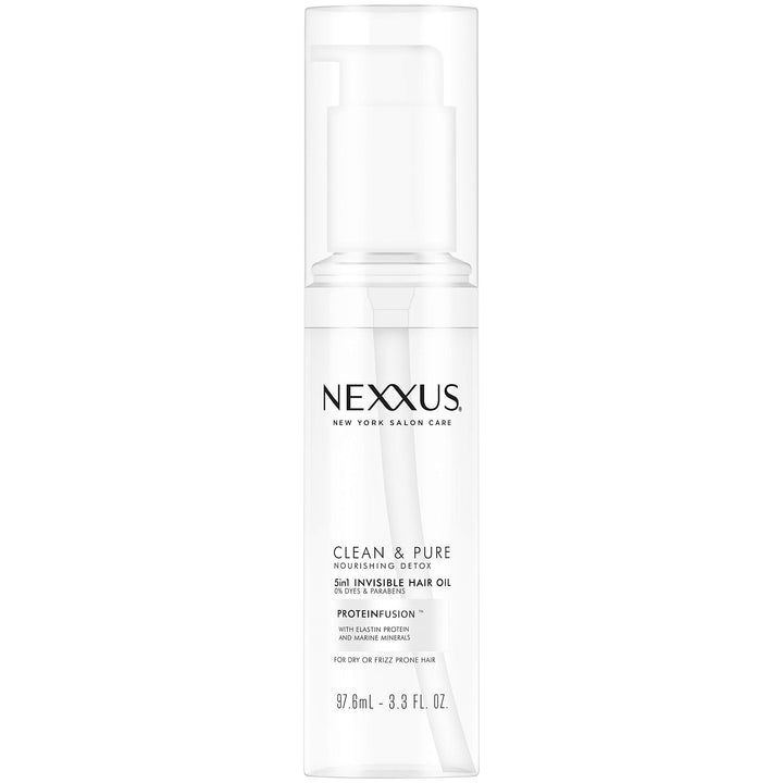 Nexxus Clean & Pure 5in1 Invisible Hair Oil, Hair Oil for Frizzy Hair, Nourishing Detox Paraben-Free, Dye-Free 3.3 oz