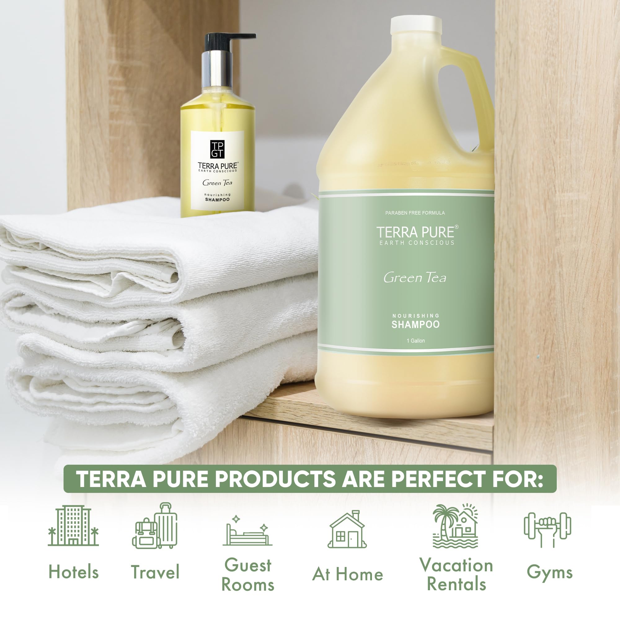 Terra Pure Hotel Shampoo | 1 Gallon | For Hospitality & Vacation Rentals to Refill Dispensers | (Single Gallon)