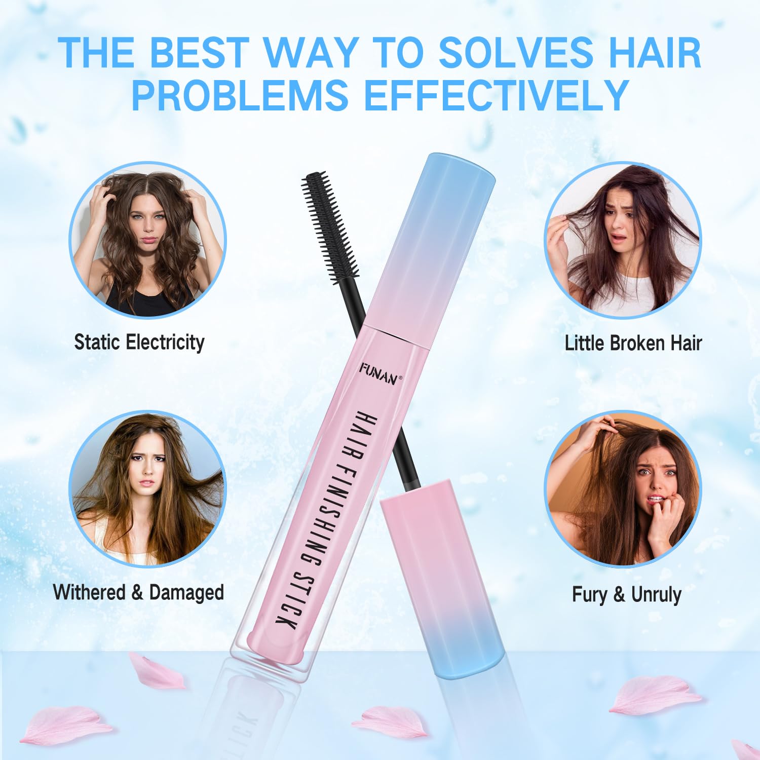 FUNAN Hair Finishing Stick for Small Broken 3 Pack, Broken Hair Finishing Stick, Slick for Women, Naturally Refreshing