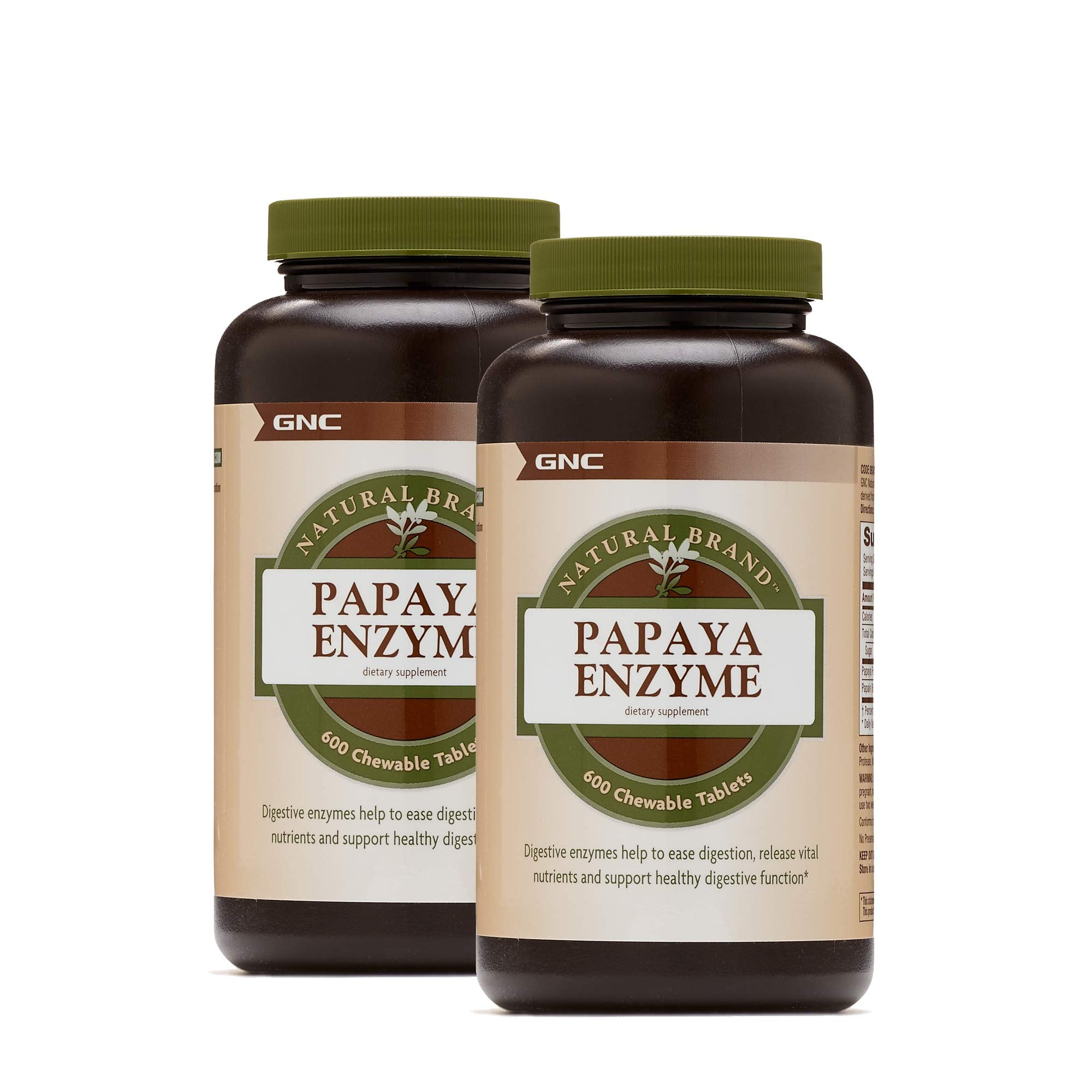 GNC Natural Brand Papaya Enzyme, 600 Tablets, Supports Healthy Digestive Function