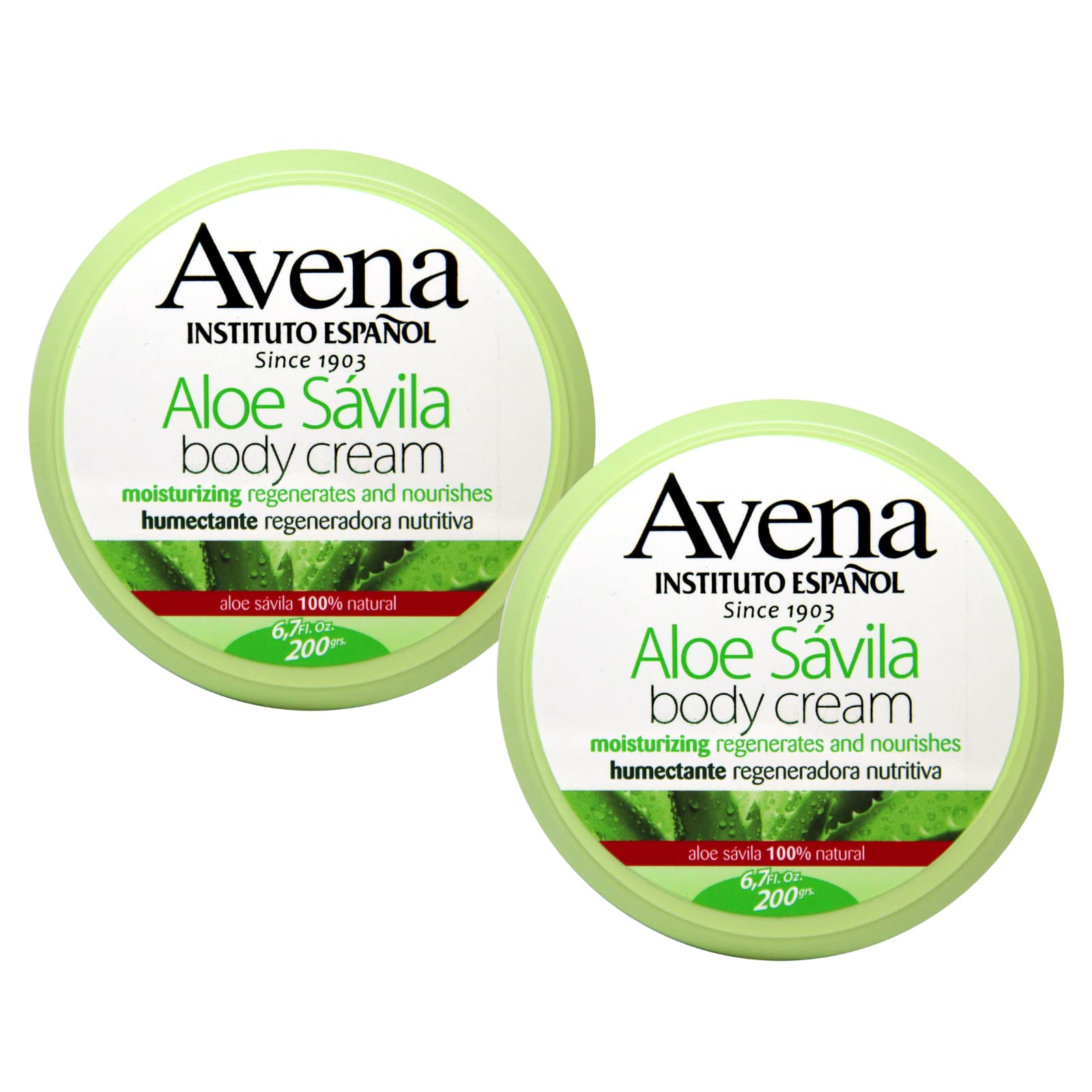 Avena Instituto Espanol EspaÃƒ±ol Avena Aloe Vera Body Cream Moisturizing with Aloe Helps to Regenerate and Nourish your Skin Fresh and Mild Scent 2-pack Of 6.7 FL Oz Body Cream (Jars)