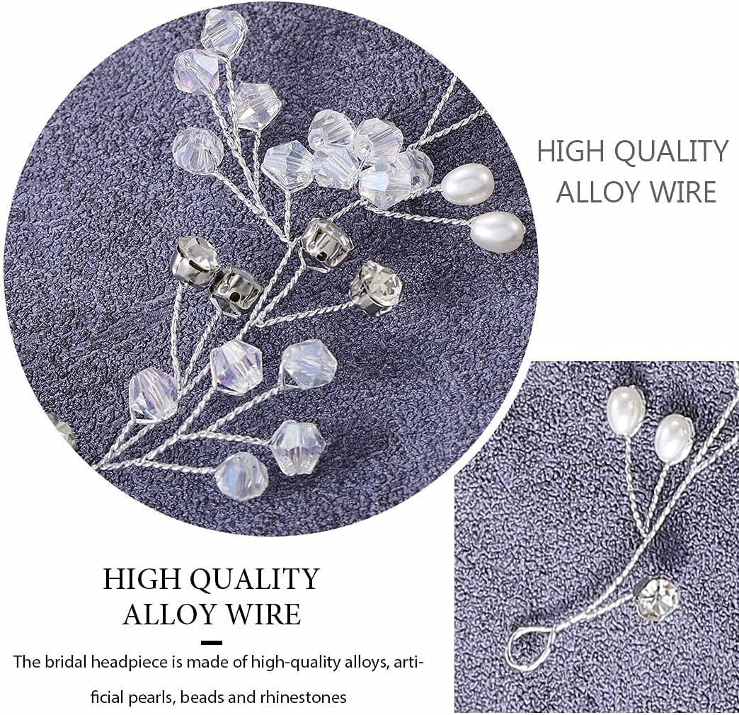 Bridalvenus Long Silver Bridal Headband (100 cm/39.3 Inches)