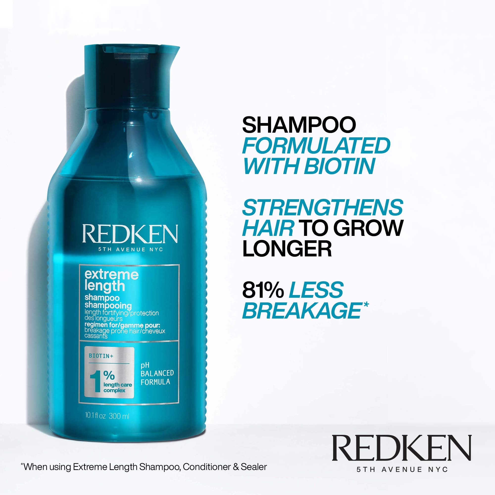 Redken Extreme Length Shampoo | For Hair Growth | Prevents Breakage & Strengthens Hair | Infused With Biotin | 10.1 Fl Oz, 10.1 fl. oz