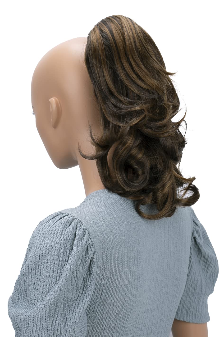 Brown mix # 6H27 H90 : PRETTYSHOP 14 & 110g Hair Piece Ponytail Extension Straight Light Curled Nature Looking Heat-Resisting Different Colors (brown mix H90_6H27)