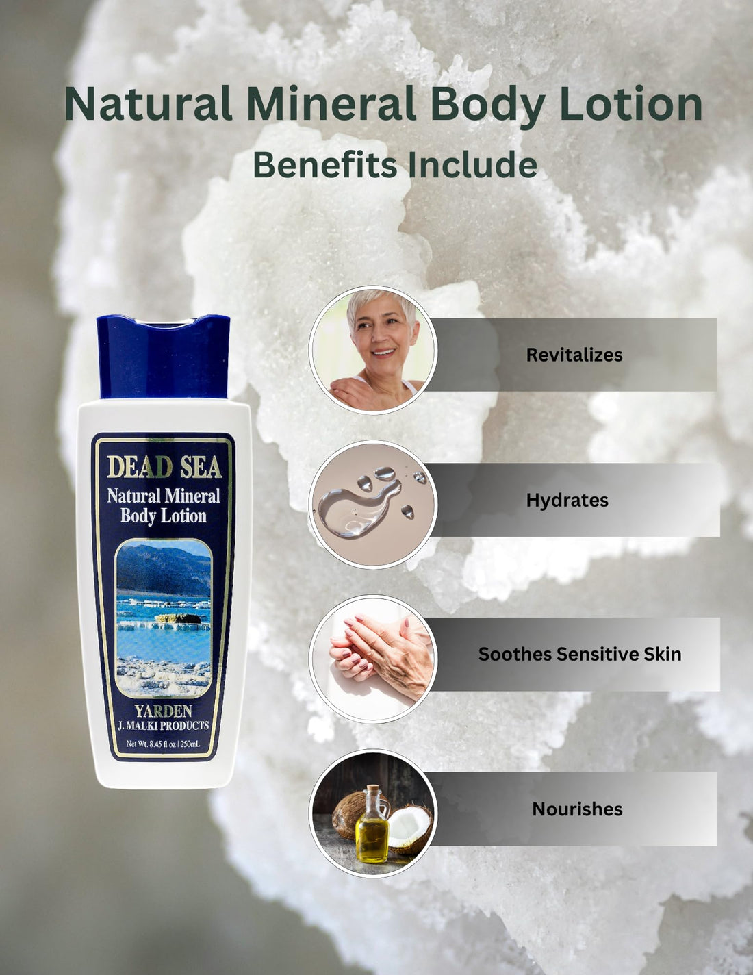 Malki Dead Sea Products Natural Mineral Body Lotion | Hydrating and Moisturizing Lotion | Smooths and Nourishes Dry Skin
