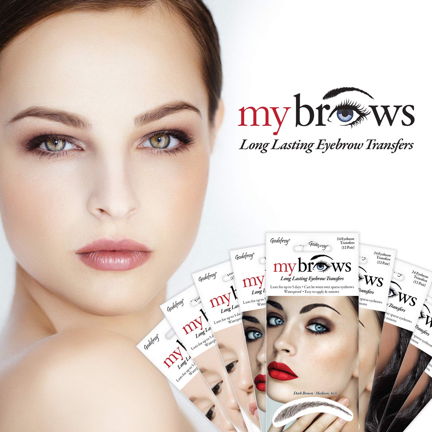 Godefroy MyBrows Long Lasting Eyebrow Transfers Dark Brown-Medium Arch
