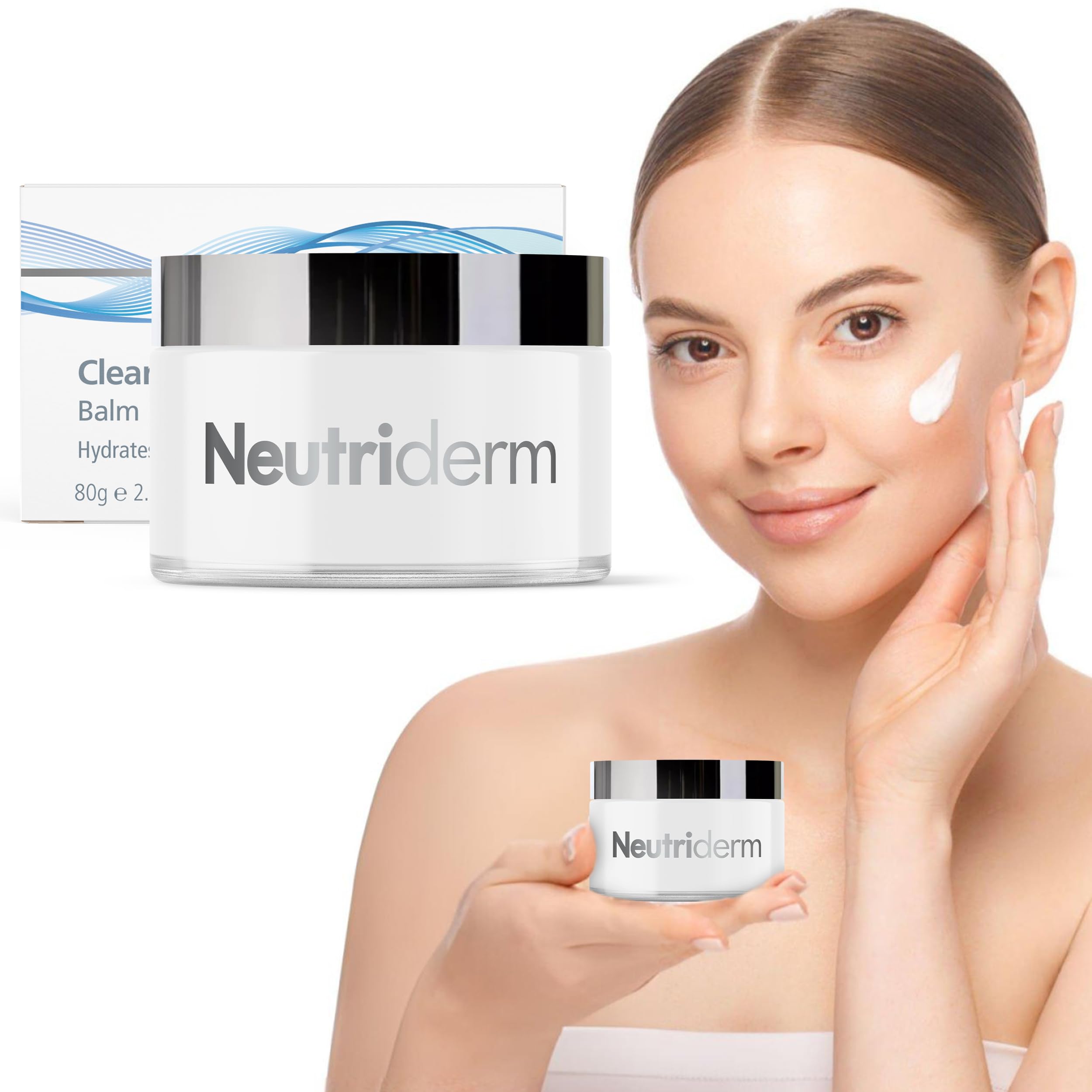 NEUTRIDERM Cleansing Balm – Hydrating Makeup Remover Balm & Oil Based Cleanser with Vitamin E & Ceramides for Soft, Radiant Skin | All Skin Types (80g/2.8oz)