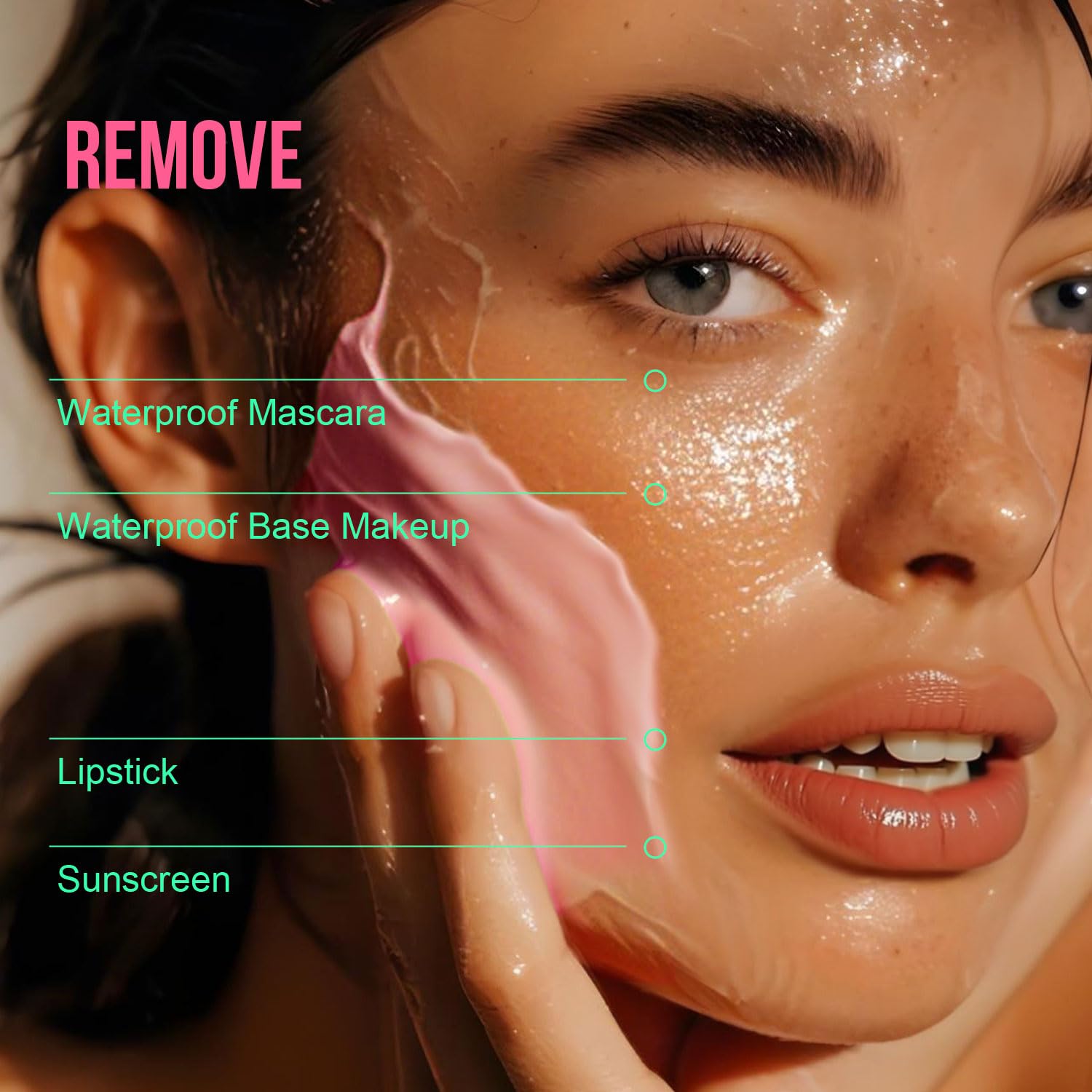 MYMERRY Cleansing Balm, Naturium Makeup Remover Balm for Sensitive Skin, Waterproof Mascara Makeup Remover, Face Eyes Lip Cleanser, Peach Scented, Coconut Oil, Vitamin E & Hyaluronic Acid, 2.65 Oz