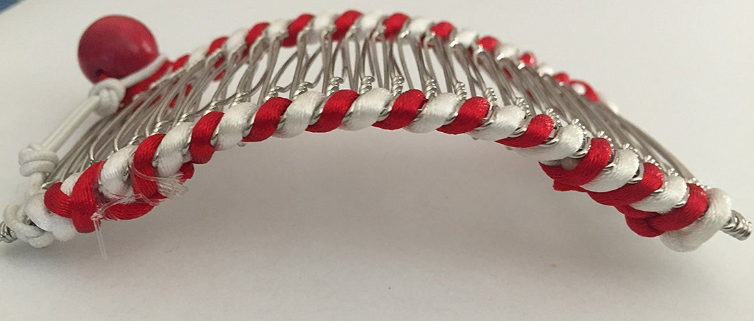 Medium, Red and White : Candy Cane Cord Stretch Banana, Christmas Hair Accessory perfect for Easy Ponytail, UpDo or Faux Hawk, Red and White, Medium. By HairZing