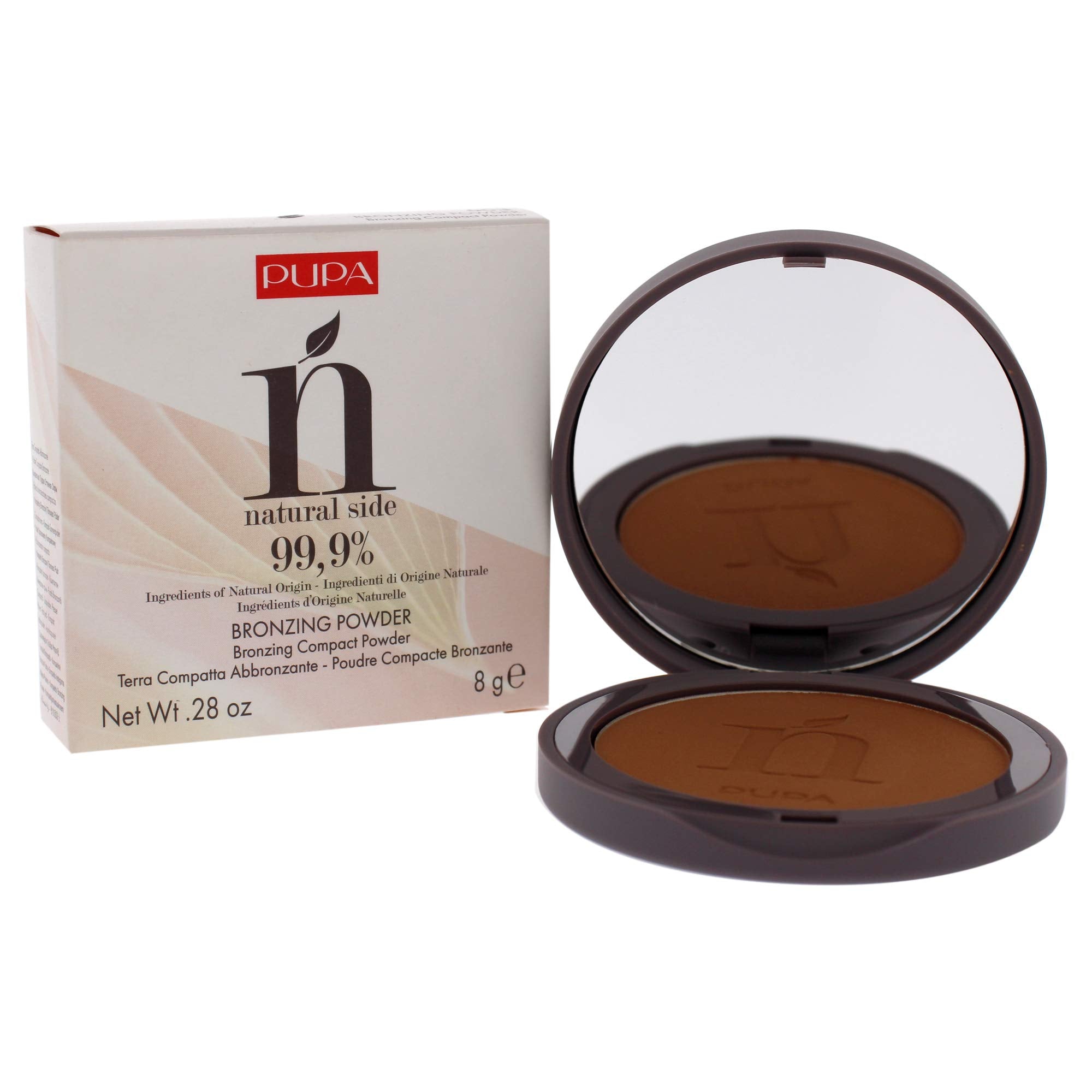 PUPA Milano Natural Side Bronzing Powder - Compact Bronzing Powder 99.9% Ingredients of Natural Origin - Gives Your Face a Natural Even-Looking Tan - 003 Intense Bronze - 0.28 Oz (I0111842)