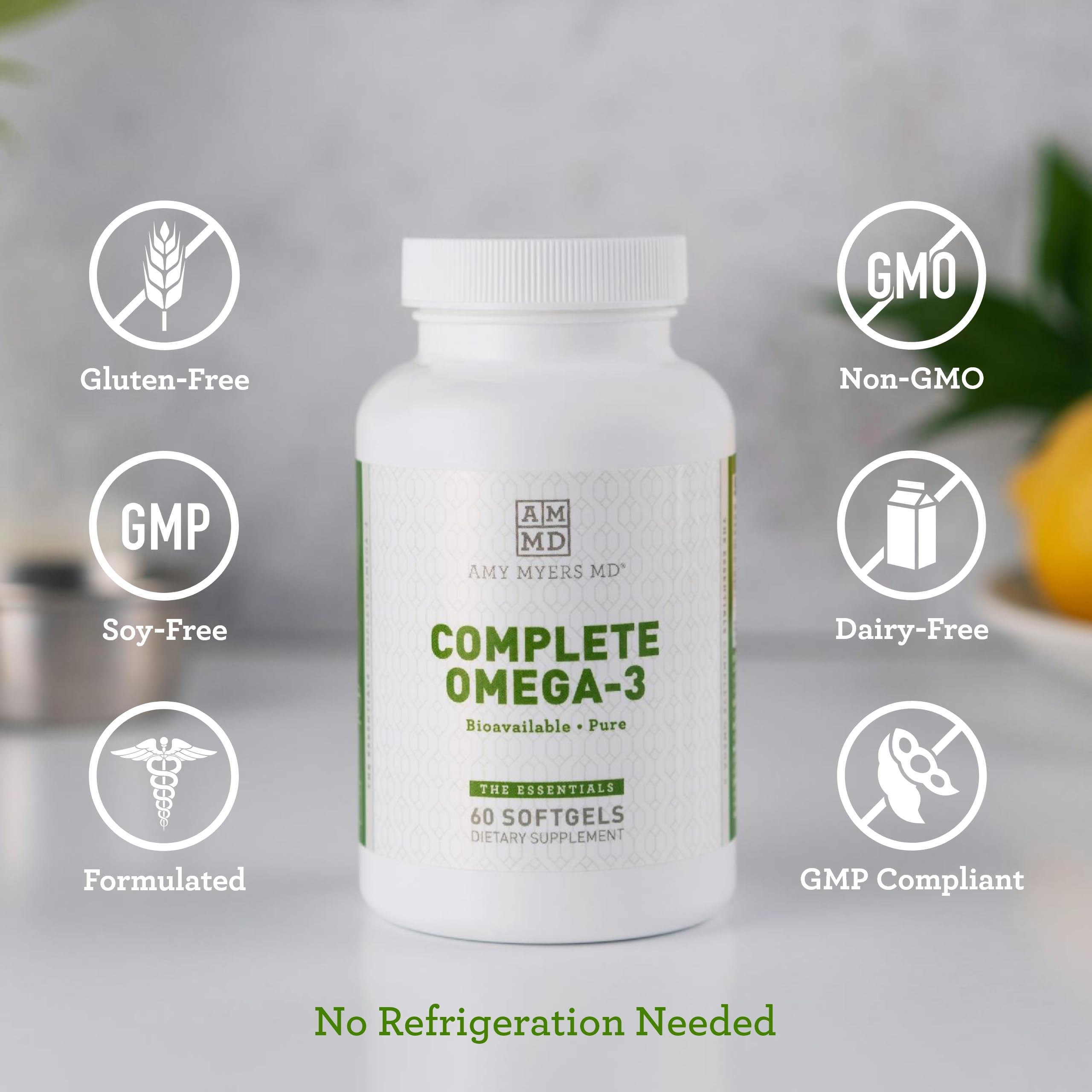 Amy Myers MD Complete Omega-3 Softgel “1000mg of EPA/DHA - 170% More Bioavailable Than Leading Fish Oil Supplements - Supports Healthy Inflammatory Response “ 60 Capsules, 2 Month Supply