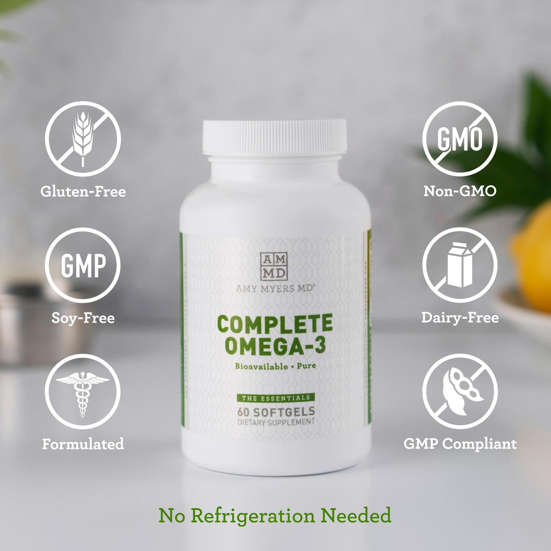 Amy Myers MD Complete Omega-3 Softgel “1000mg of EPA/DHA - 170% More Bioavailable Than Leading Fish Oil Supplements - Supports Healthy Inflammatory Response “ 60 Capsules, 2 Month Supply
