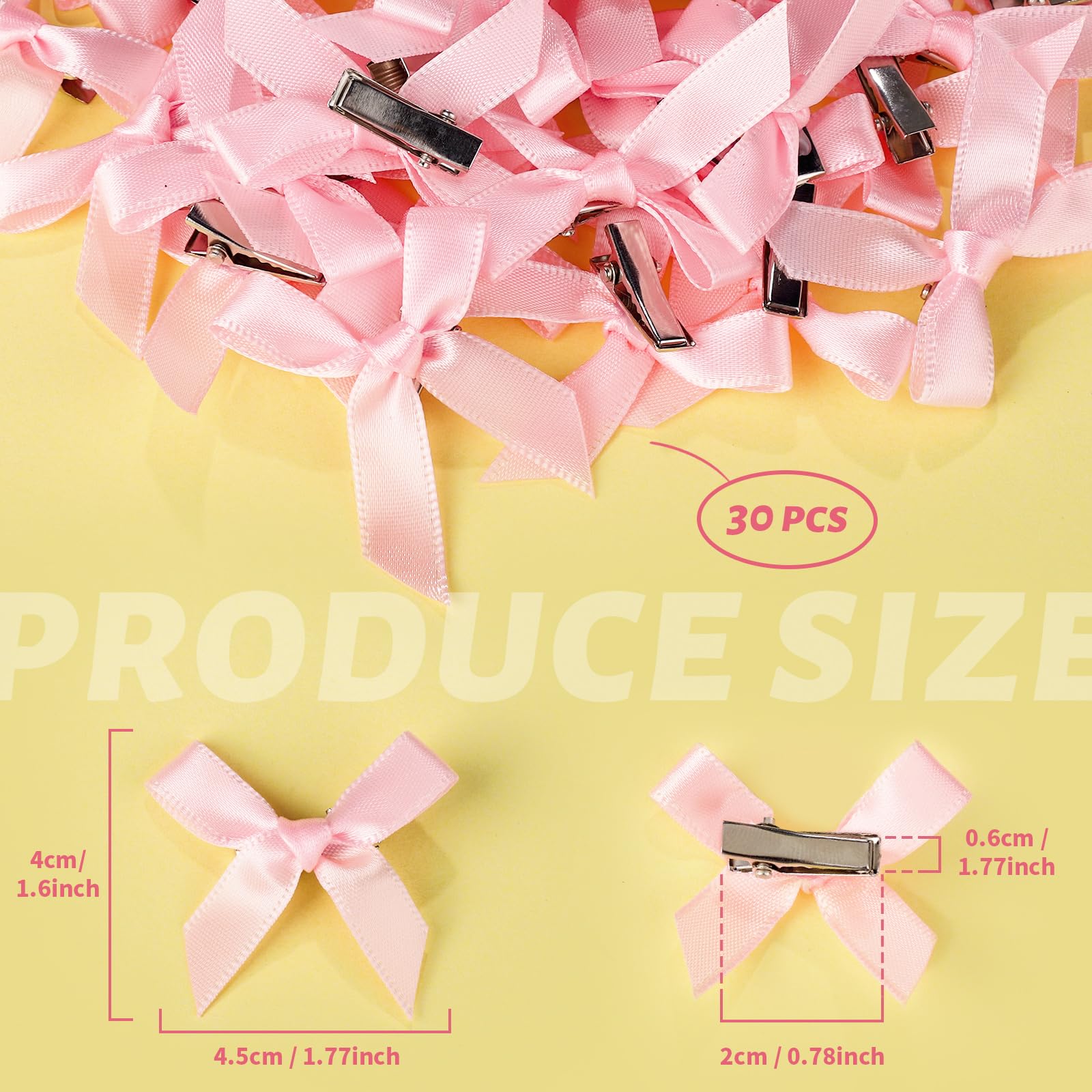 Teenitor 30pcs Pink Hair Bow Clips - Small Mini Bows for Women and Girls - Cute Hair Accessories