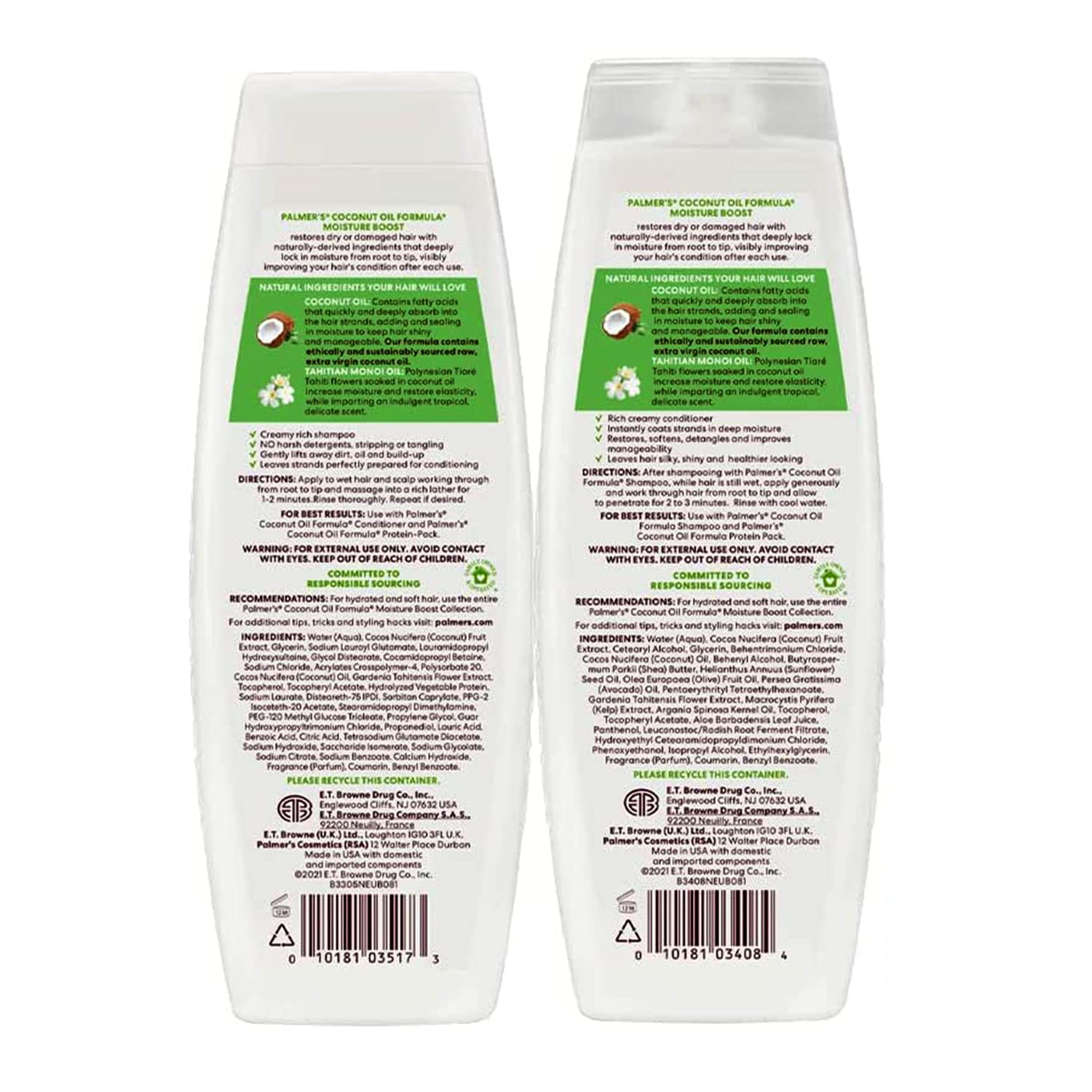 Palmer's Coconut Oil Formula Conditioning Shampoo and Repairing Conditioner Pack (400 and 250 ml)