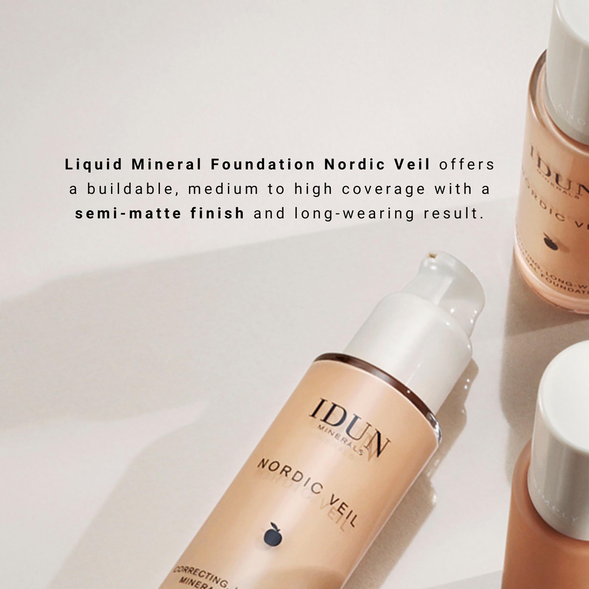 IDUN Minerals Liquid Foundation Nordic Veil, Jorunn - Full Coverage, Long Lasting - Matte Finish - For Normal to Oily Skin, Purified Minerals, Safe for Sensitive Skin - Extra Light Neutral, 0.87 oz