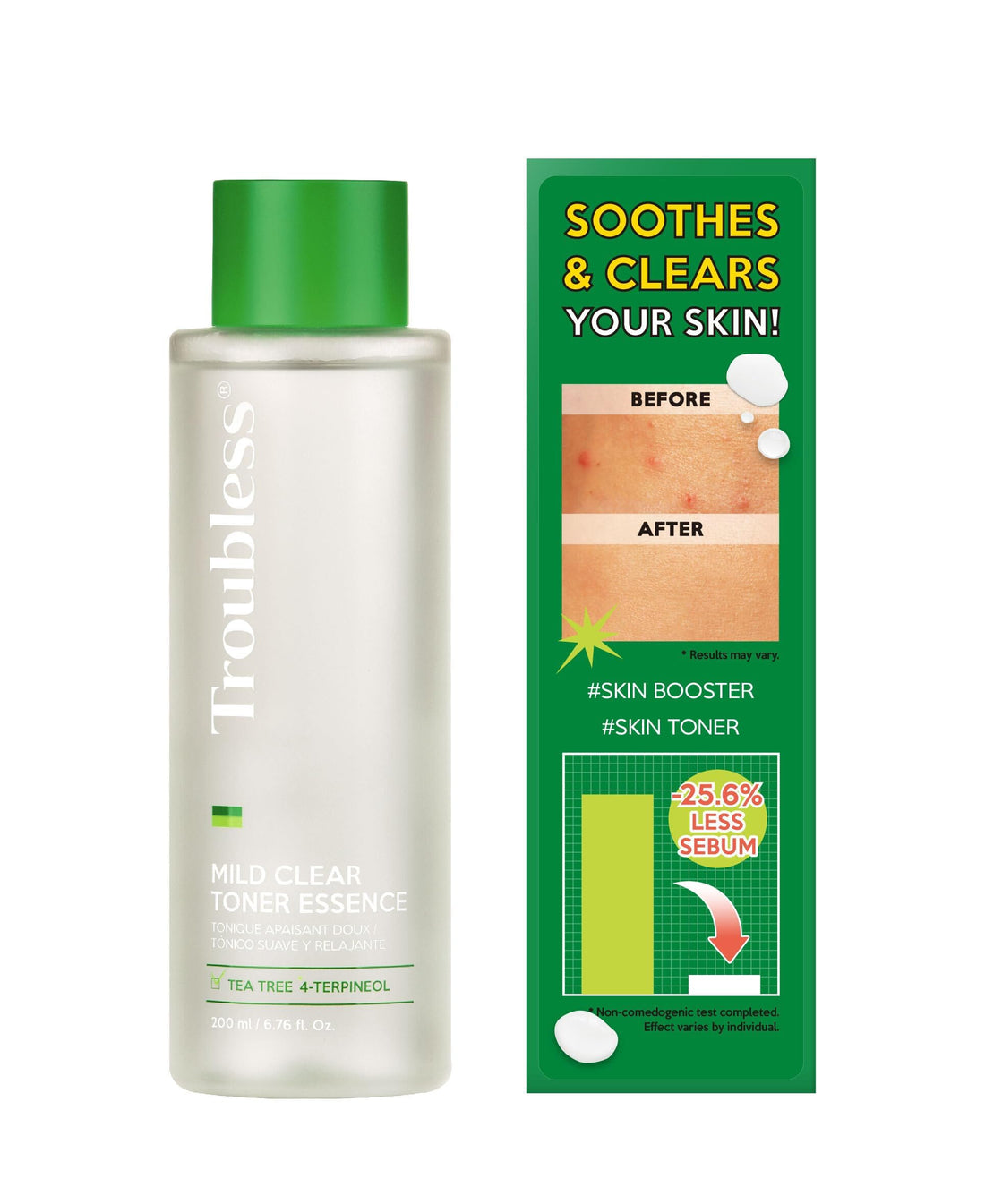 Troubless Mild Clear Toner Essence - Tea Tree Facial Toner for All Skin Types | Hydrating Skin Toner, Daily Skin Care (6.76 fl oz)