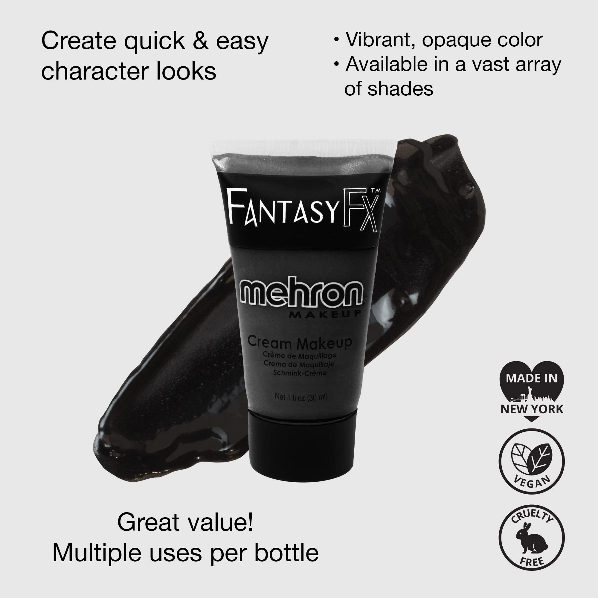 Mehron Makeup Fantasy F/X Water Based Face & Body Paint (1 oz) (BLACK)