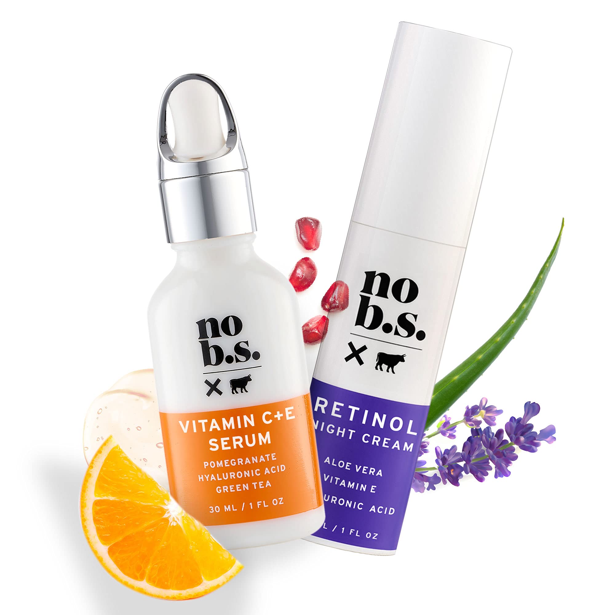 No B.S. Vitamin C Serum and Retinol Cream Duo - Wrinkle Creams That Really Work and Dark.