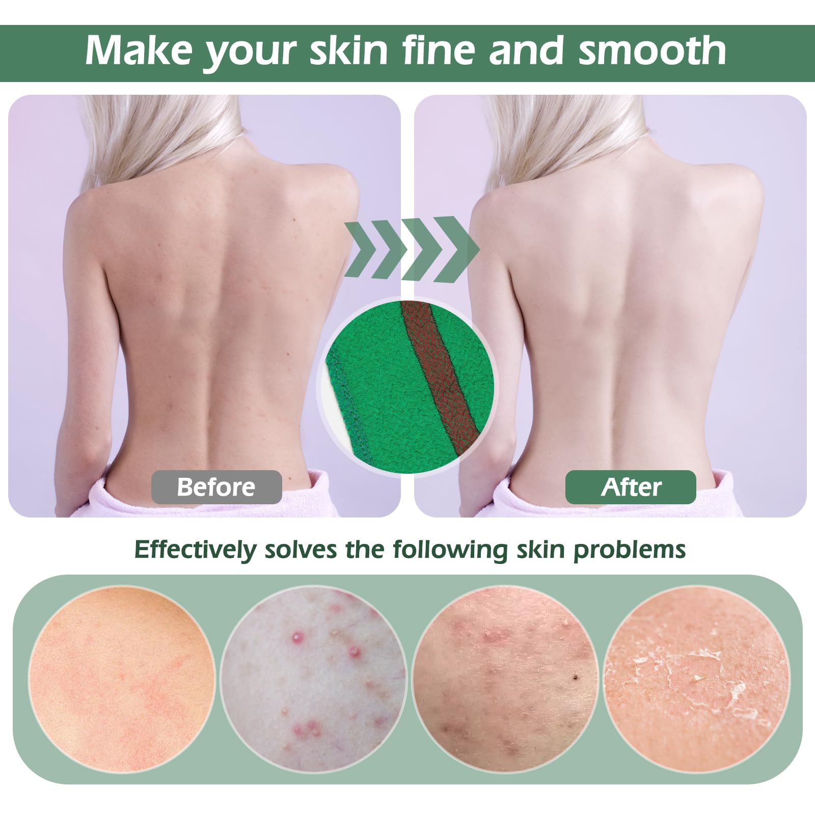 LeapLife Exfoliating Back Scrubber, Body Back Scrubber Towel for Shower, Bath Wash Scrub Cloth Washcloth Washer for Men Women Exfoliation, Body Scrubbing Brush Exfoliator 500D