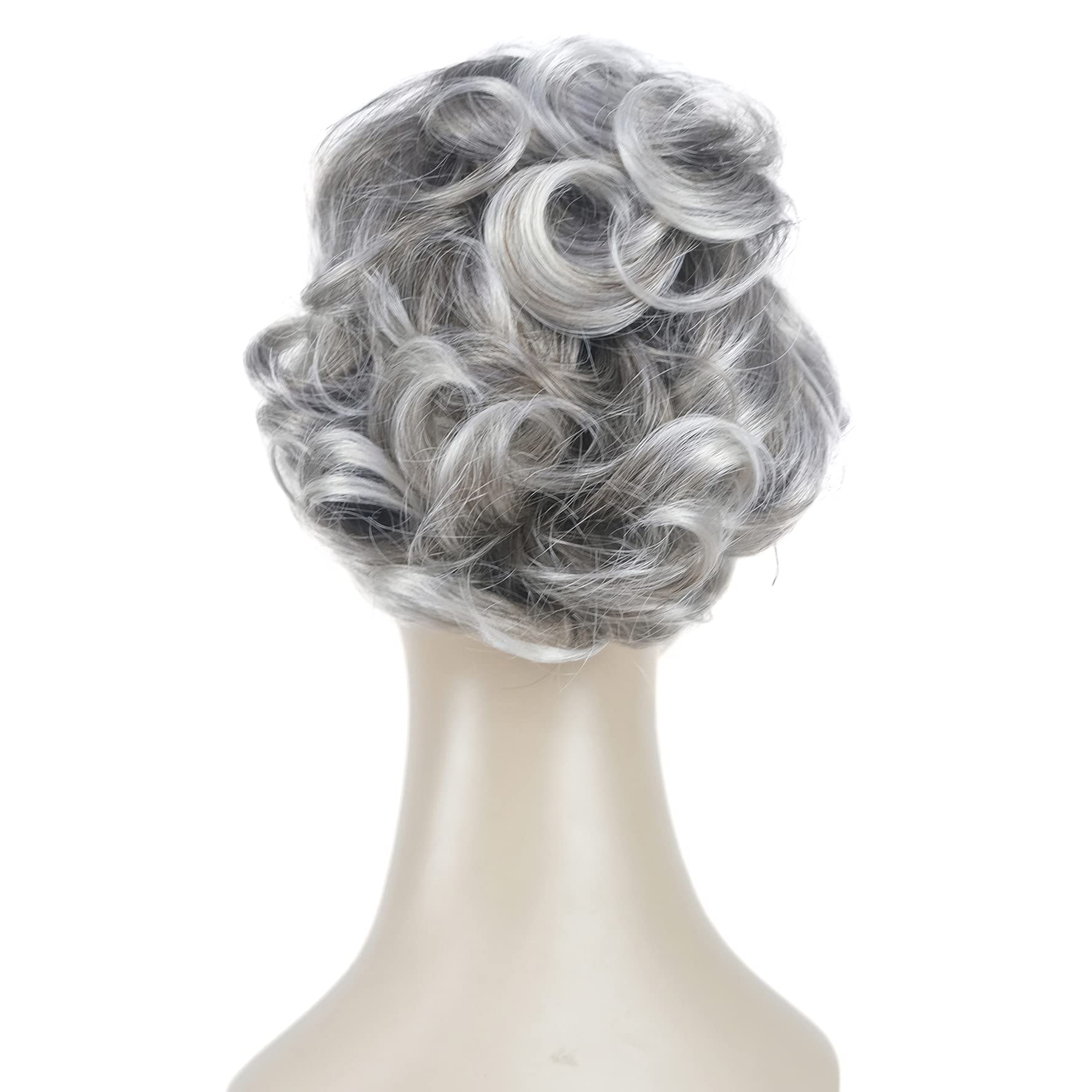Aimole Short Curly Grey Ponytail Lady Synthetic Claw Clip on Extensions(48T)