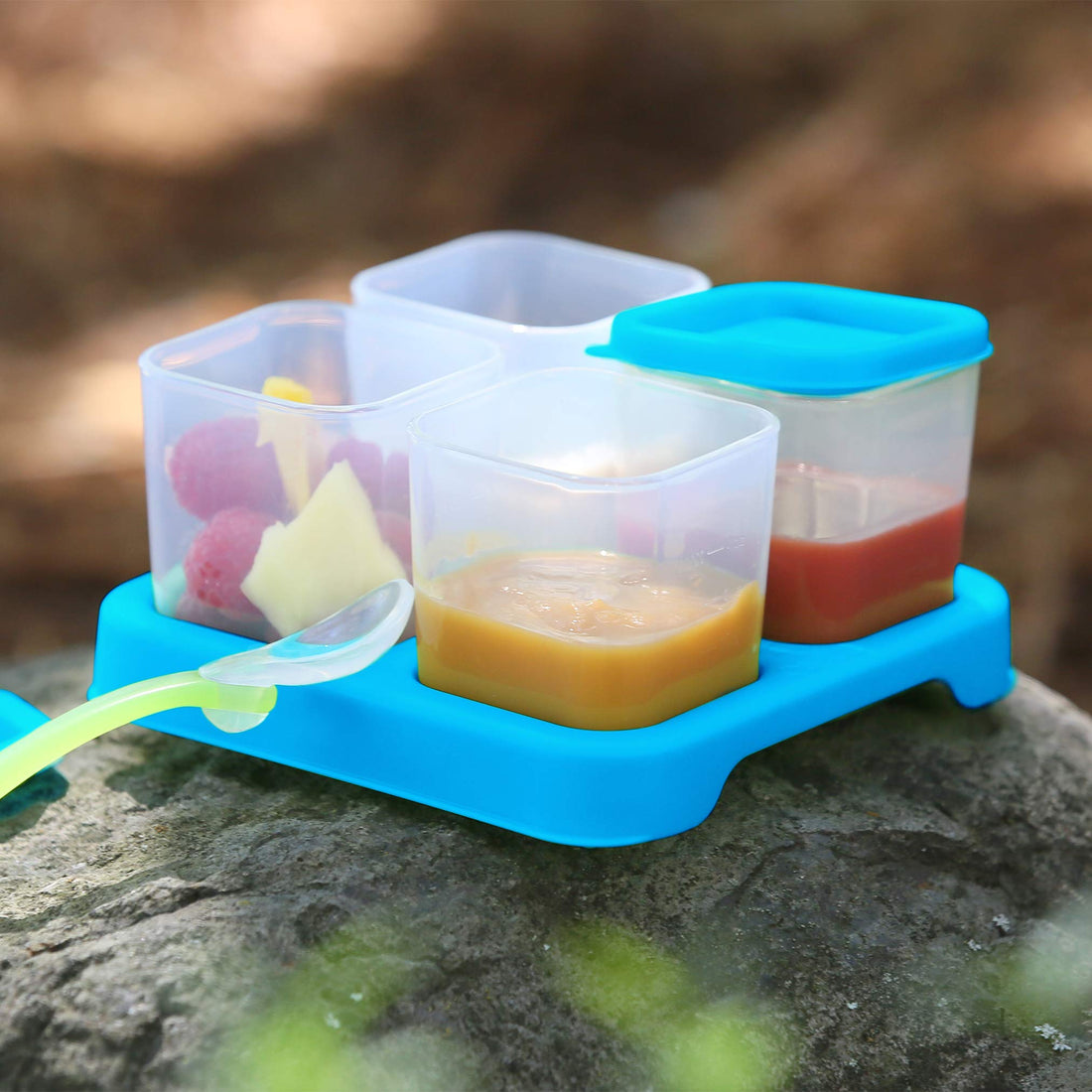 green sprouts Fresh Baby Food Unbreakable Cubes (4oz/4pk) | Store, carry, & serve homemade baby food | Lid provides leak-proof seal, Made from safer plastic, Embossed with measurements