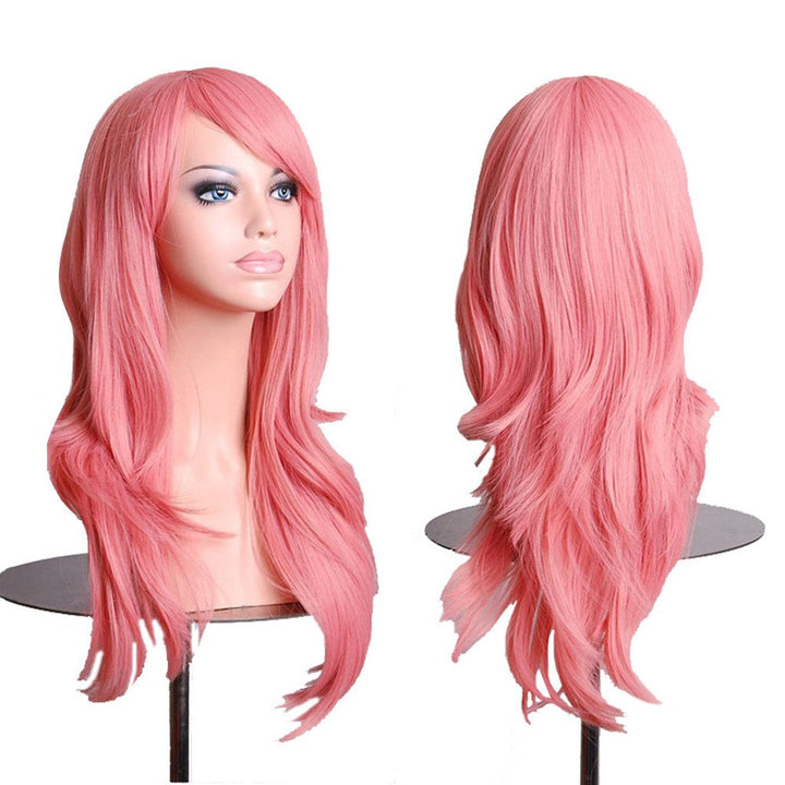 AneShe Wigs 28 Long Wavy Hair Heat Resistant Cosplay Wig for Women (Pink)