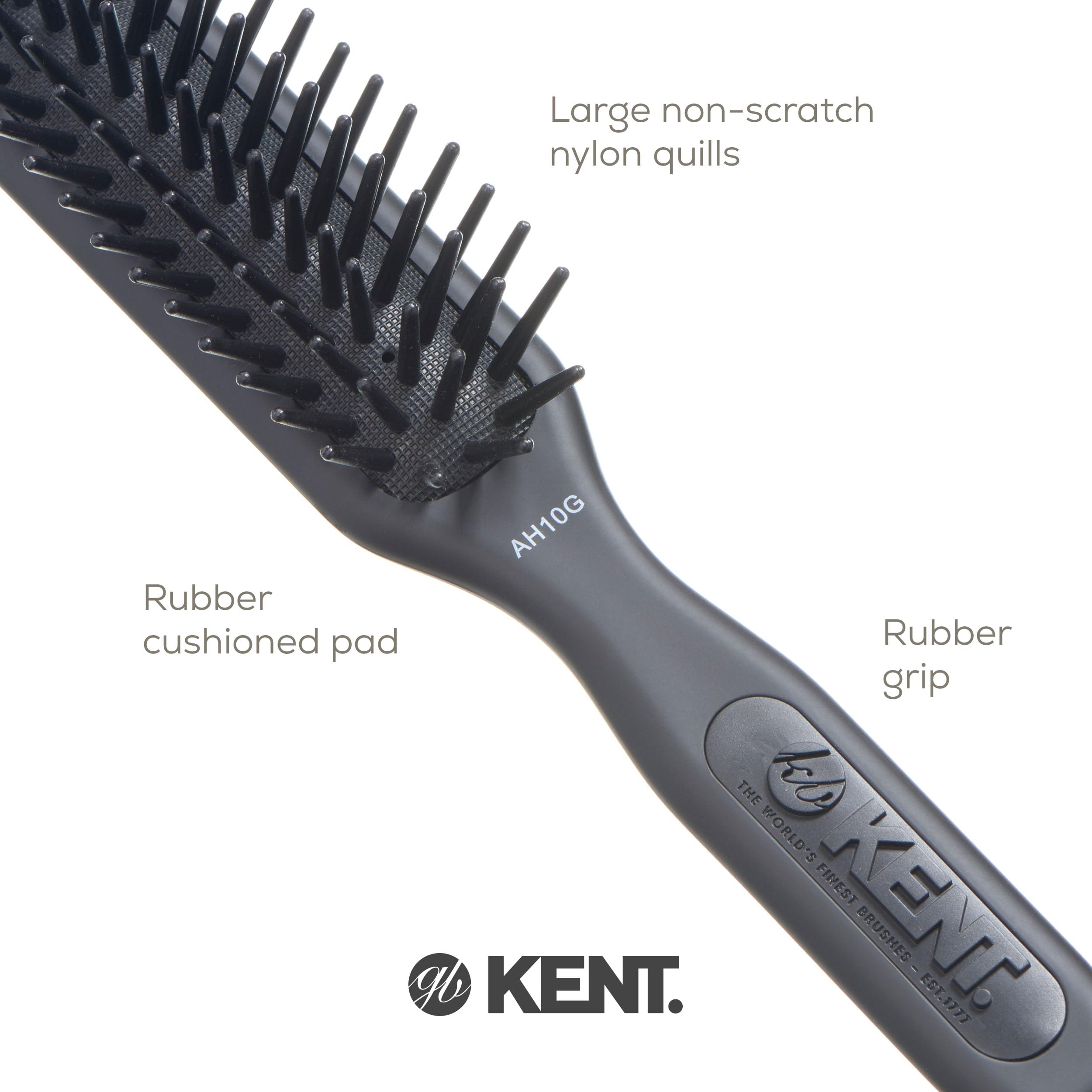Kent AH10G Airhedz Pro Narrow Pin Hair Brush (Fat Pin, Grey)