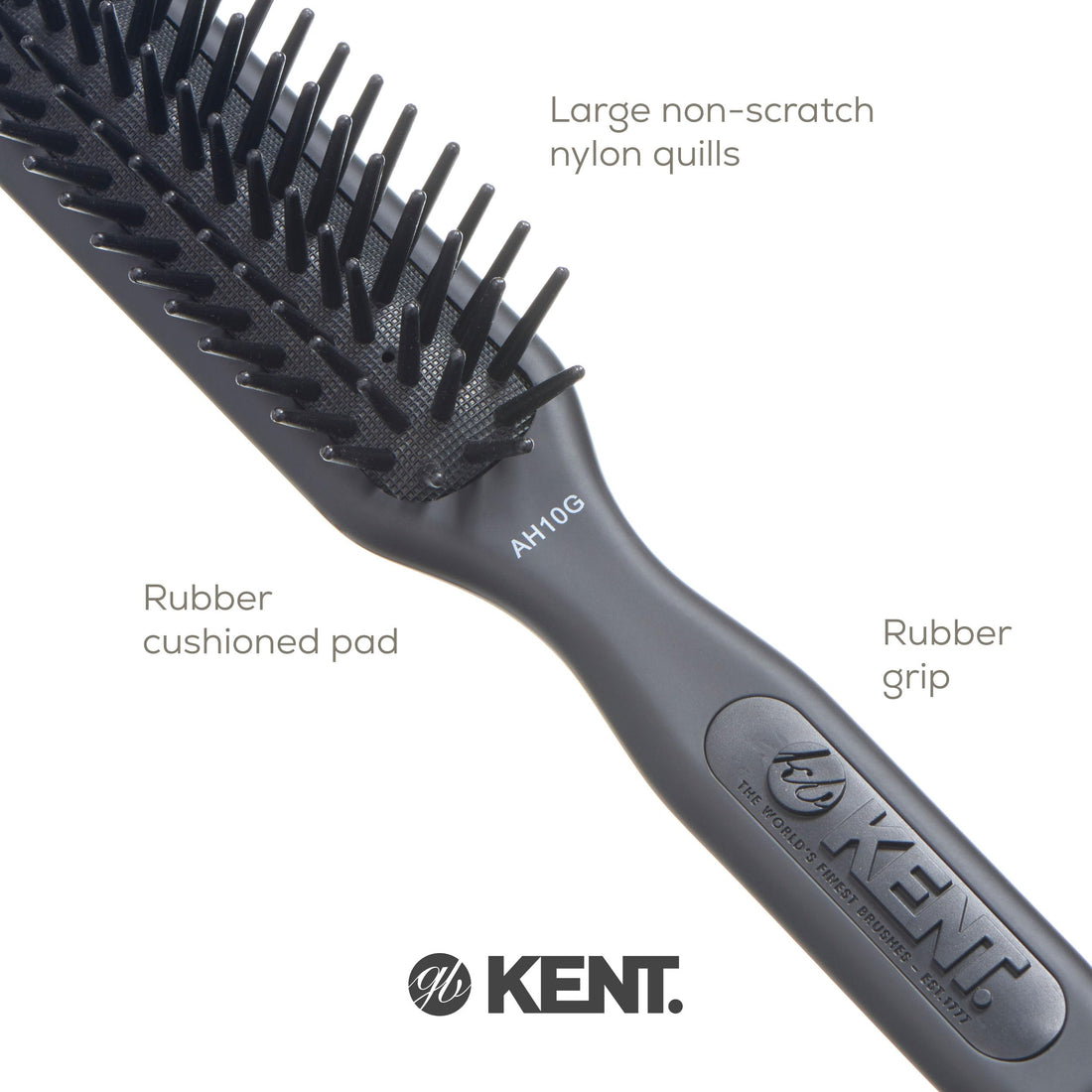 Kent AH10G Airhedz Pro Narrow Pin Hair Brush (Fat Pin, Grey)