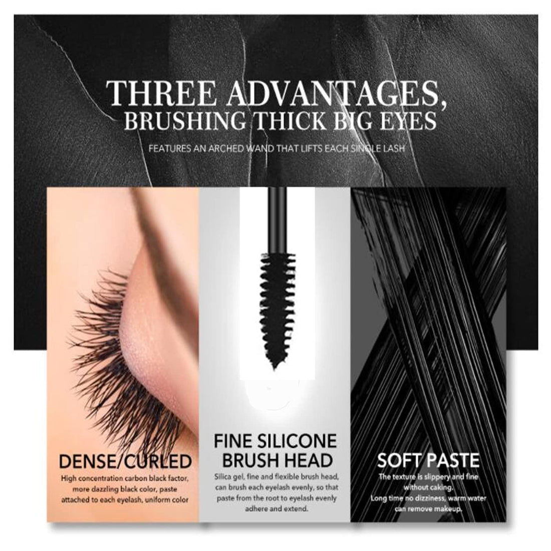 LGSZGDCN 2 PCS black Cat eye mascara Eyes Makeup Color Mascara Waterproof Fast Dry Eyelashes Curling Lengthening Makeup Eye Lengthening, Lifting, Curling