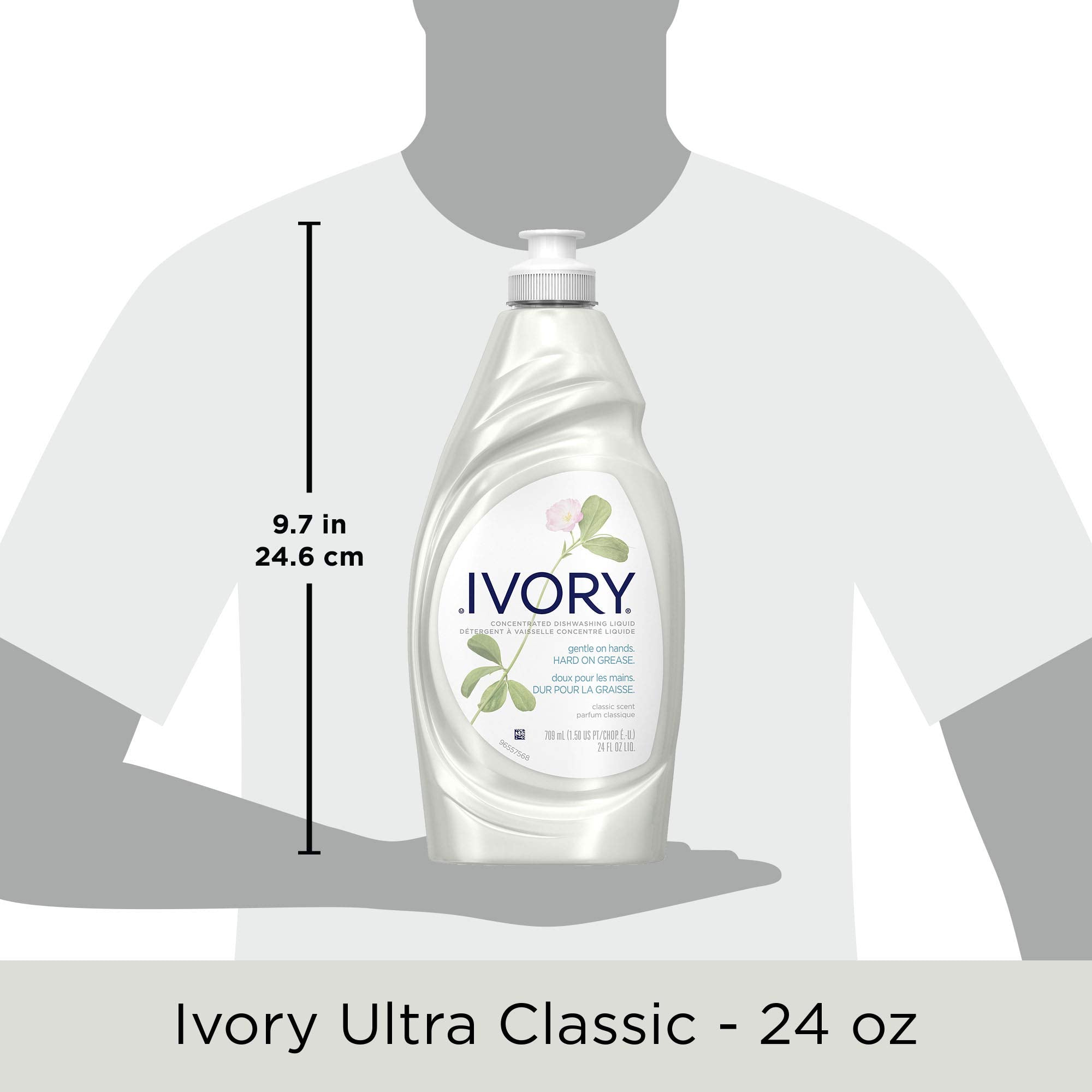 Ivory Dish Soap Original, 709mL/1.5pt/24fl oz, 3 PACK (10 Per master case)
