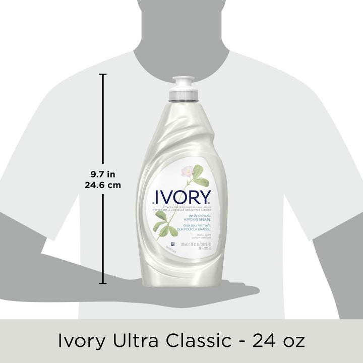Ivory Dish Soap Original, 709mL/1.5pt/24fl oz, 3 PACK (10 Per master case)
